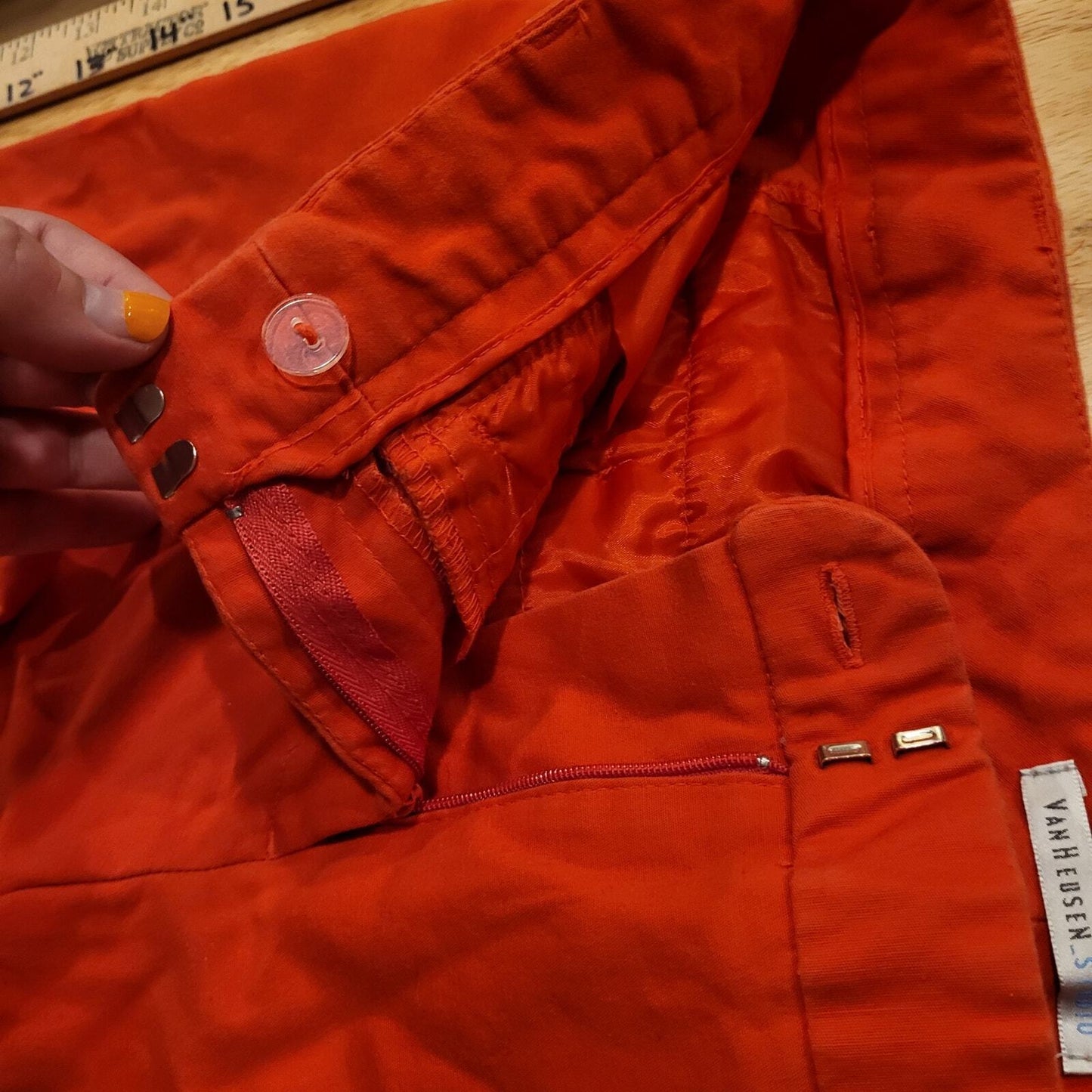 Van Heusen Studio Stretch Cotton Blend Red Trousers 25" Inseam Straight Leg