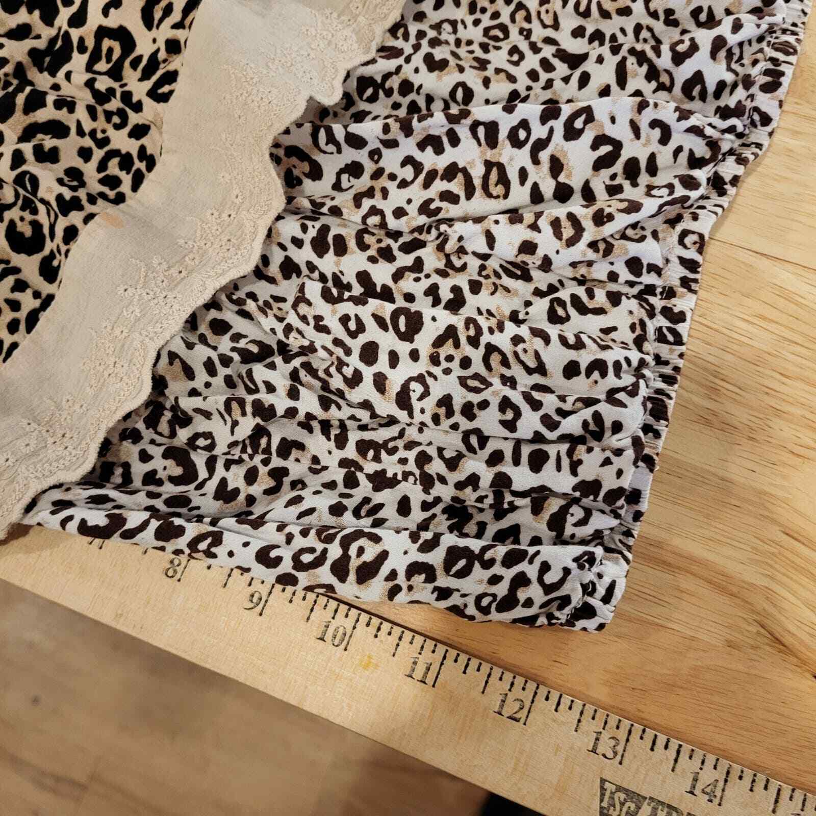 Cropped Bardot Ruffled Leopard Print Cotton Cropped Top