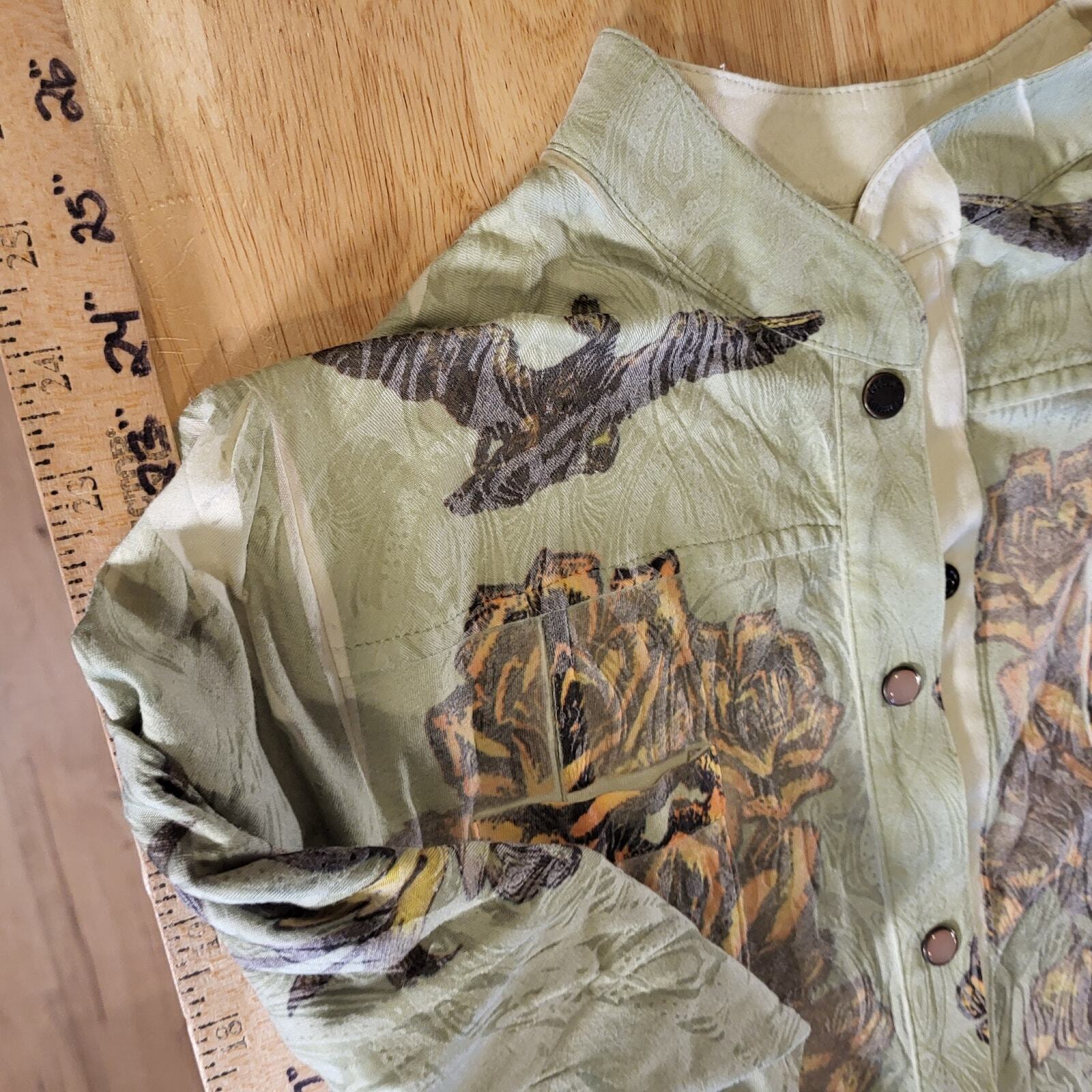 Butterfly Dropout Vintage Burnout Jersey Button Down Collared y2k Roses Birds 
