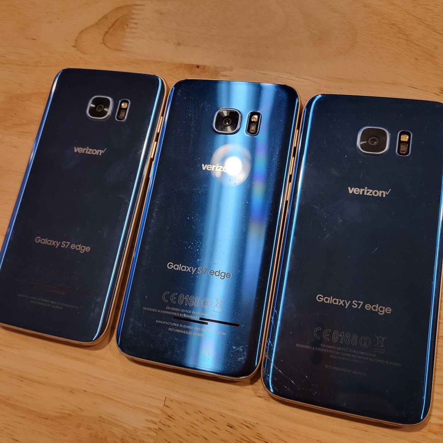 Lot of 3 Broken For Parts Samsung Galaxy S7 Edge Screen Damage on All 