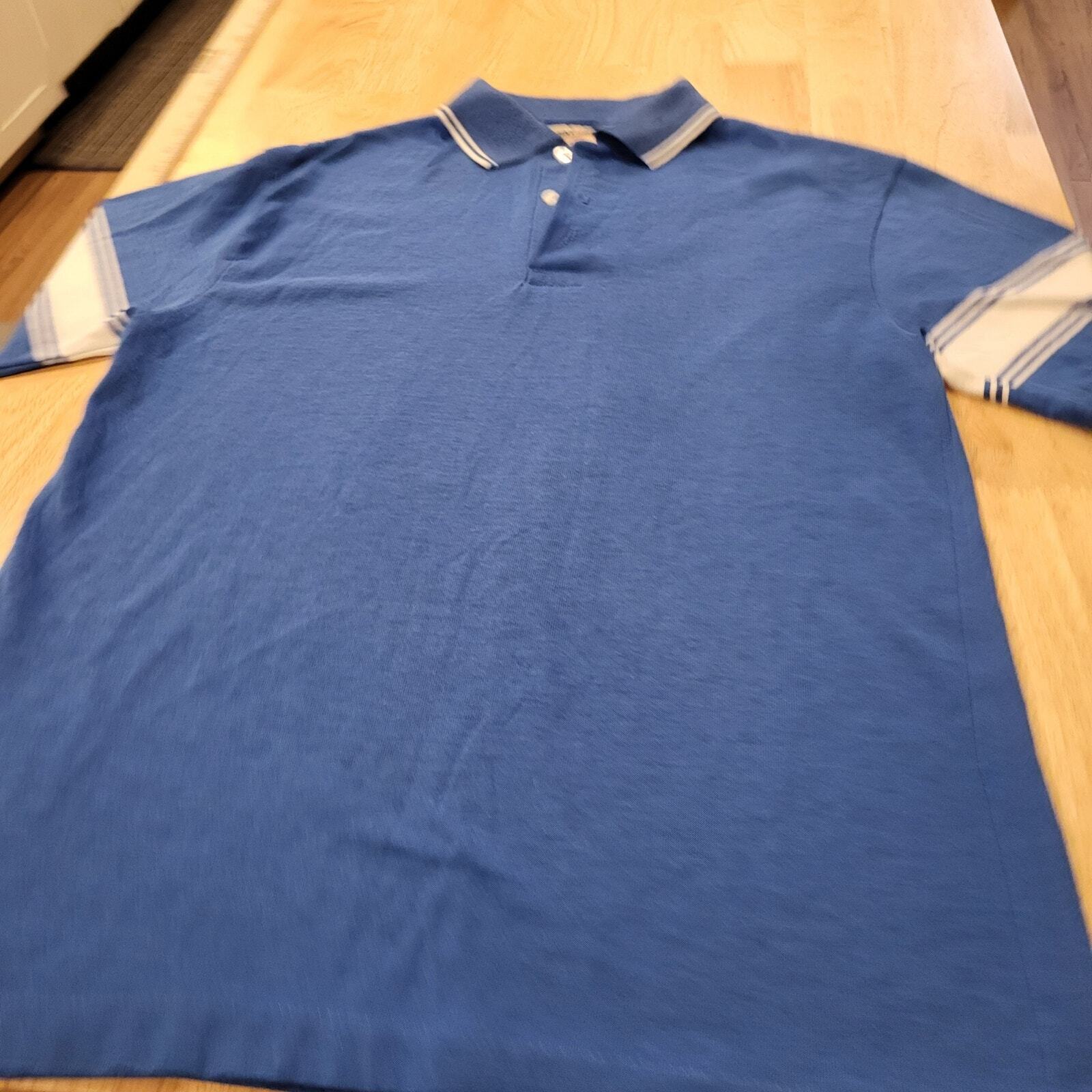 Vintage blue Golf Polo white striped Medium 18" pit 2 pit
