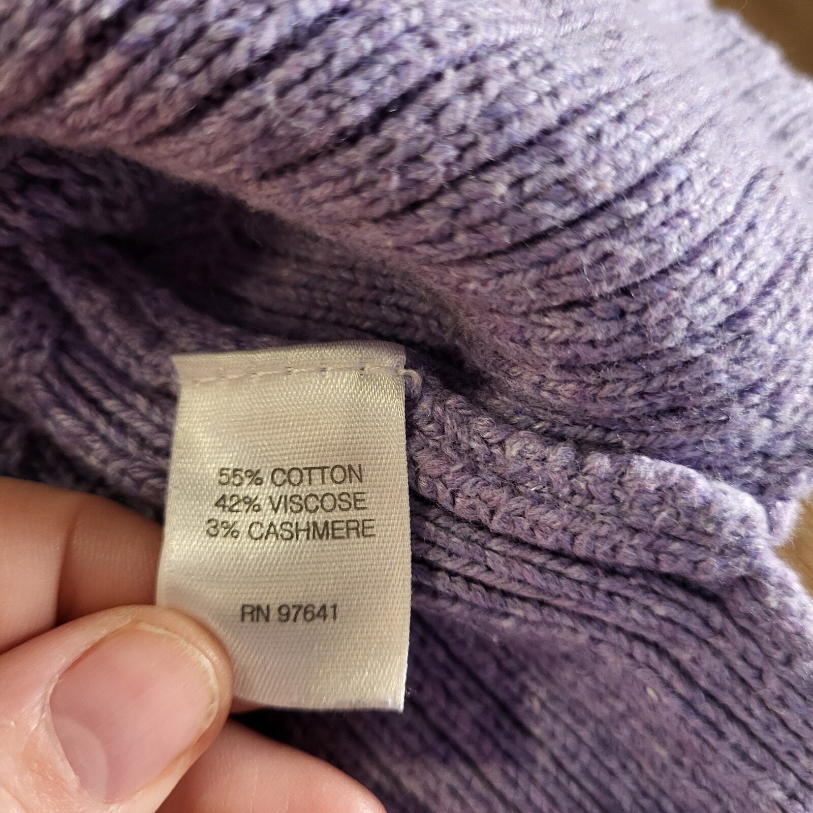 PureJill Cashmere Cotton Viscose Blend PURPLE Knit V-neck XL Sweater 23" P2P