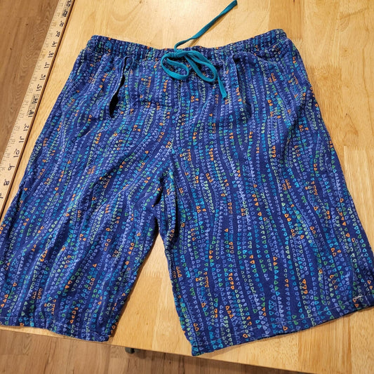 Axcess By Liz Claiborn 100% Cotton Vintage Geometric Blue Knit Elastic Waist
