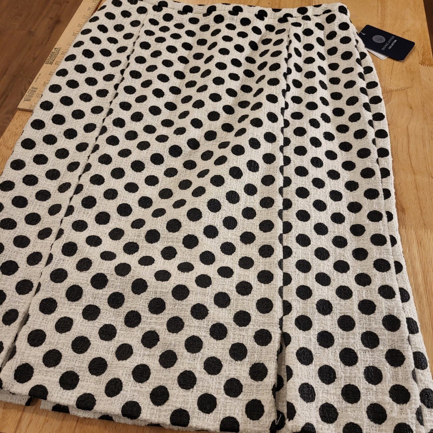 Nwt Doncaster Black & White Polka Dot Pencil Slit Skirt Incredible Quality SZ 10