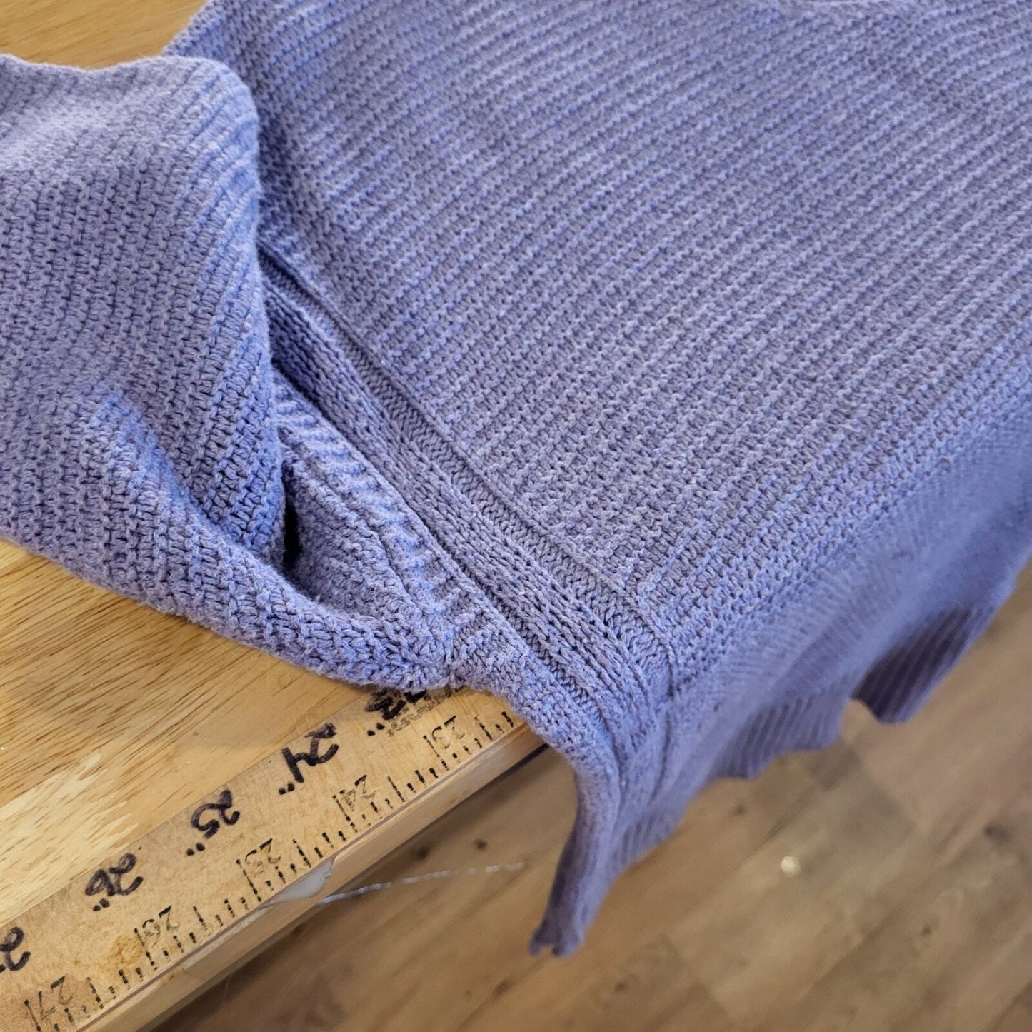 PureJill Cashmere Cotton Viscose Blend PURPLE Knit V-neck XL Sweater 23" P2P