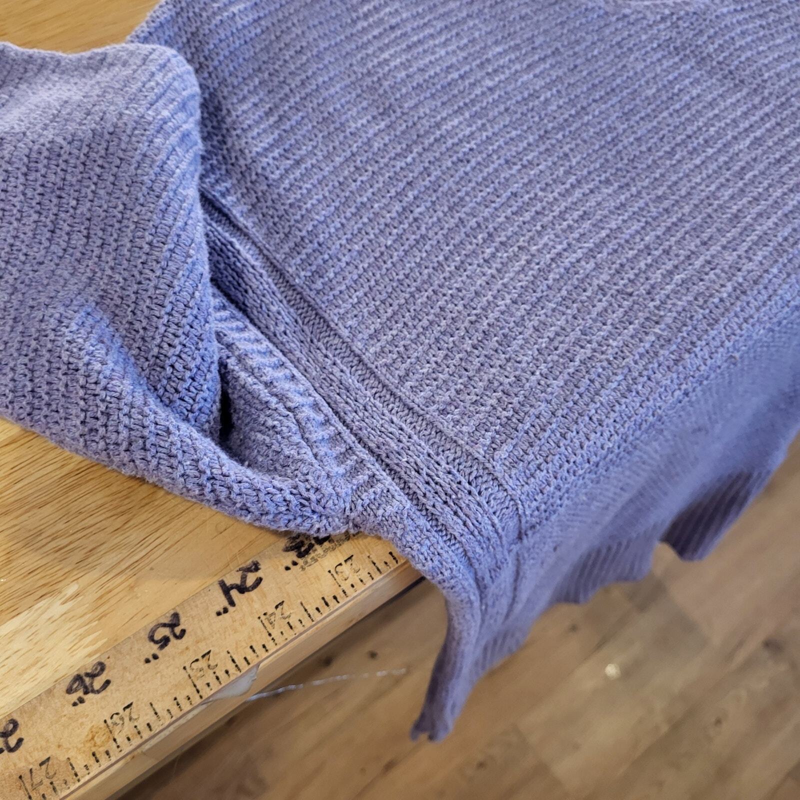 PureJill Cashmere Cotton Viscose Blend PURPLE Knit V-neck XL Sweater 23" P2P