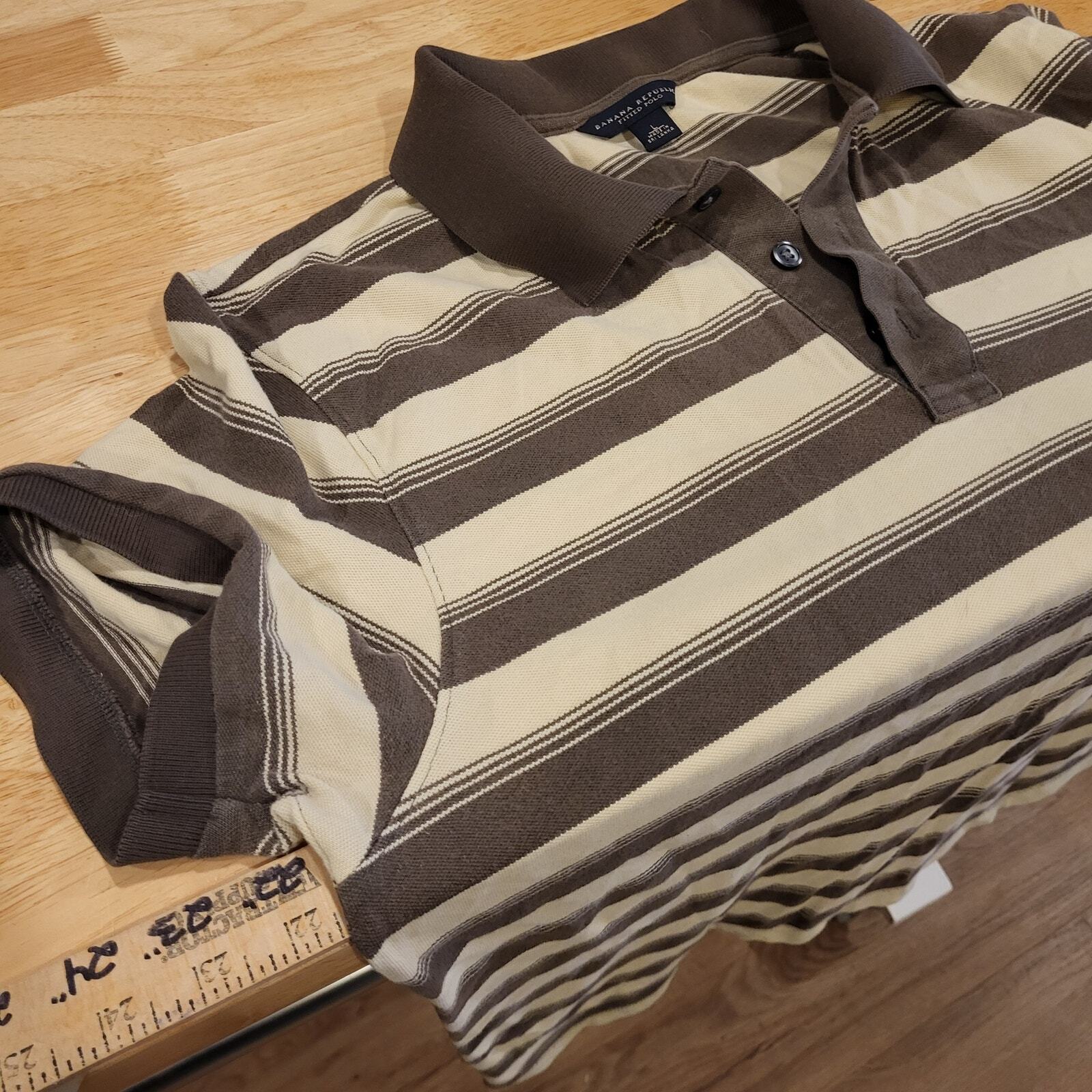 Large knit Banana Republic Polo brown and beige stripes 22" pit to pit