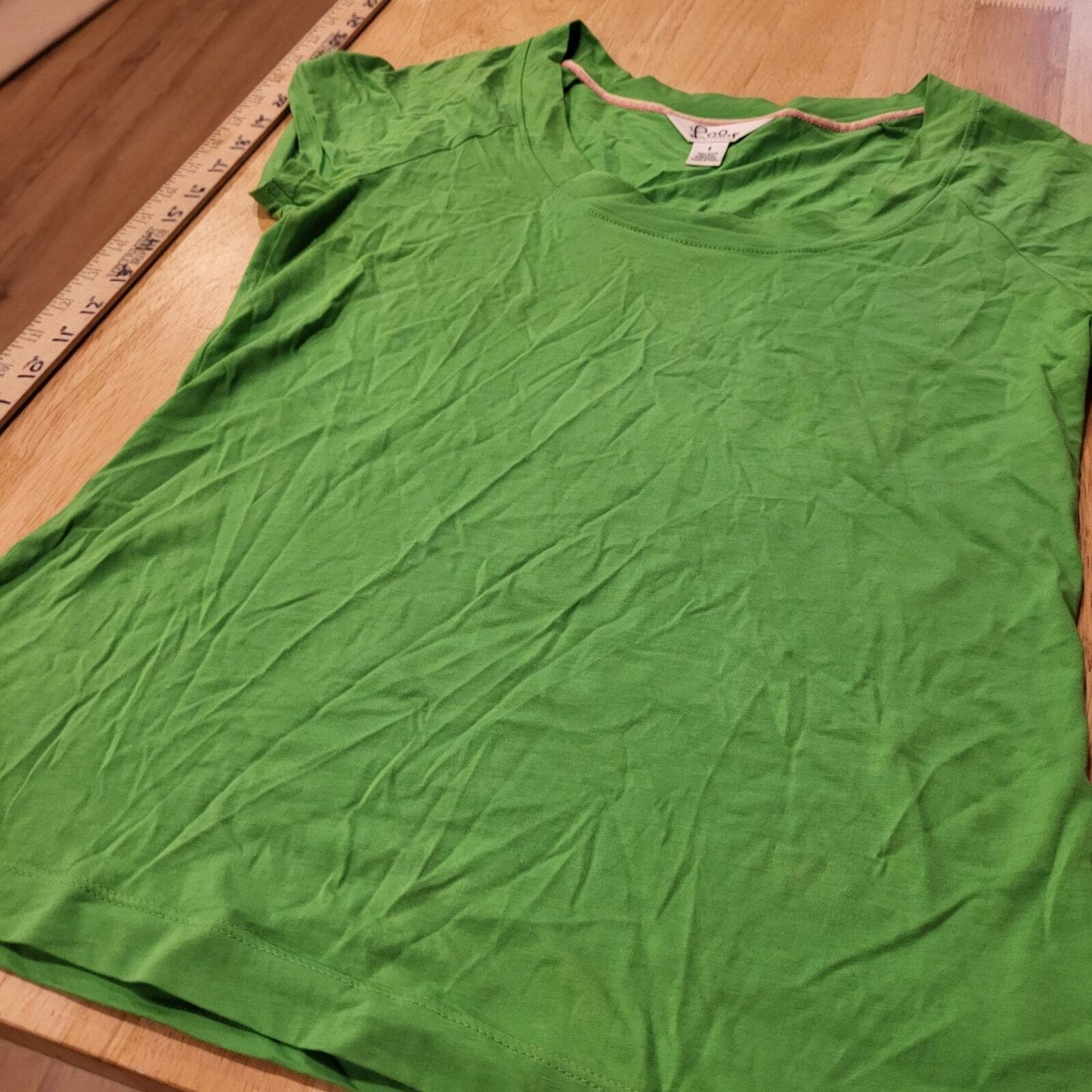 Lilly Pulitzer Green 100% Cotton Boat Neck Basic Green Cap Sleeve T-shirt Small