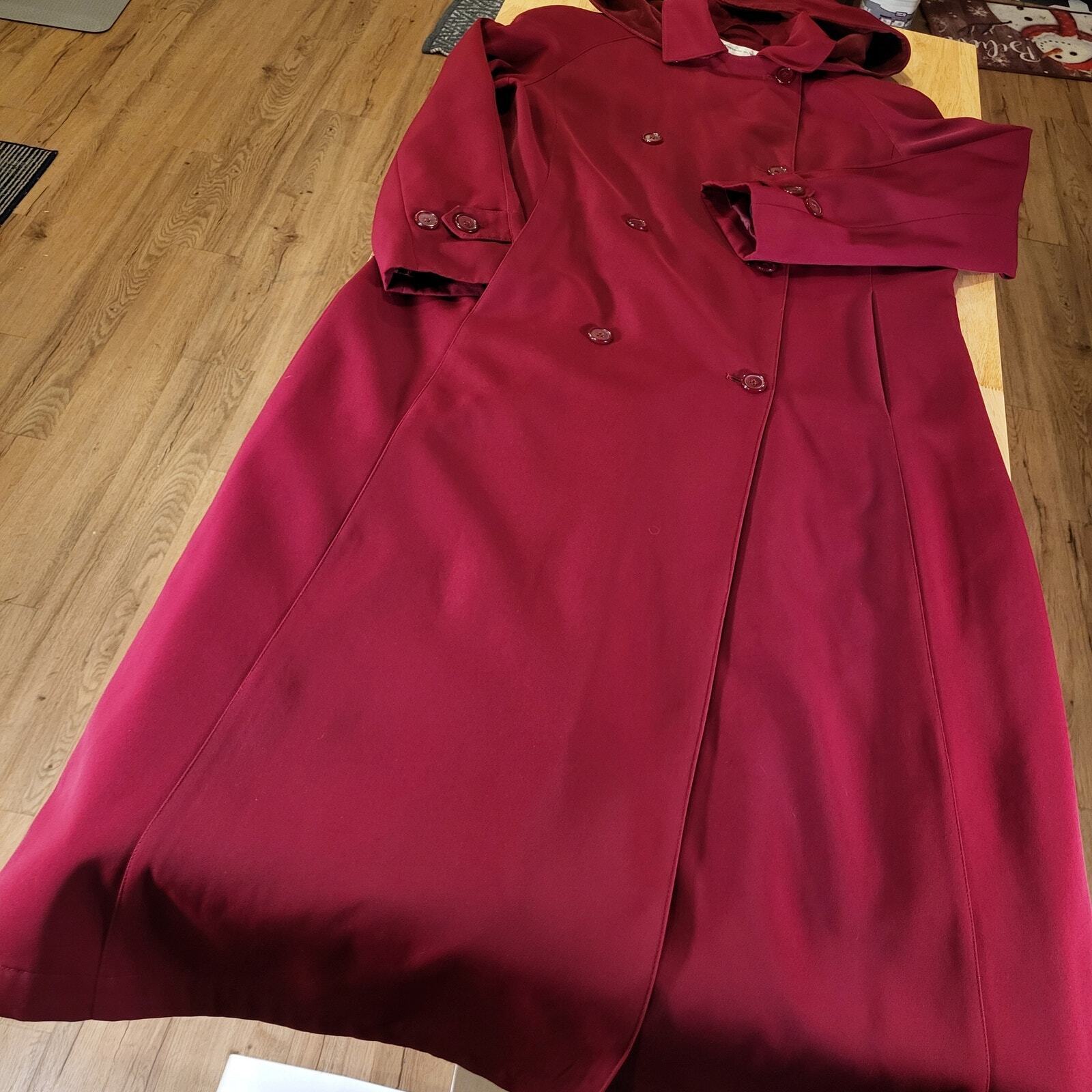 Preston & York Red Hooded Trench Removable Lining Size 6 24" P2P