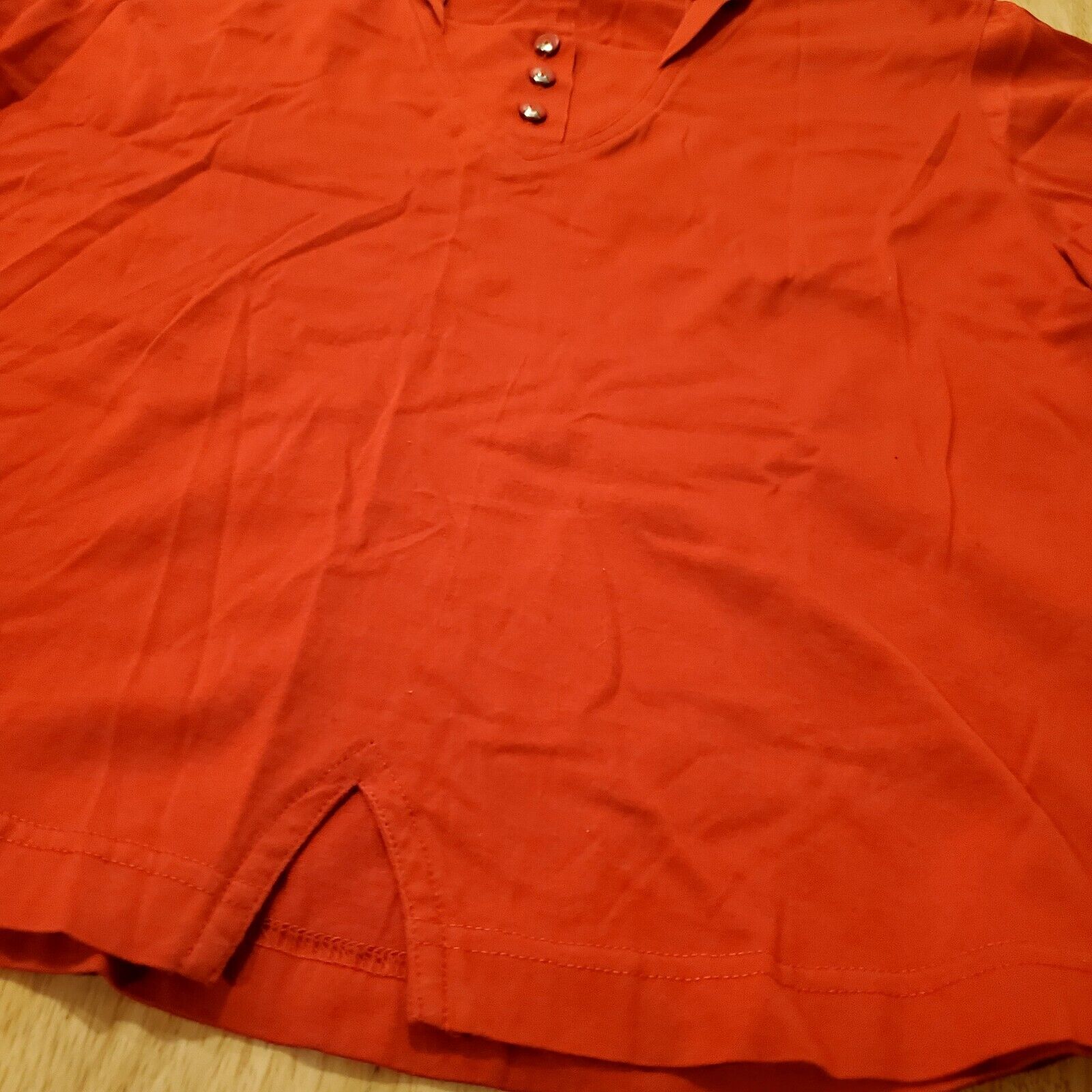 Jamie Sadock Golf Shirt Medium Red Short Sleeve Collar Detail Cuff Embellishment