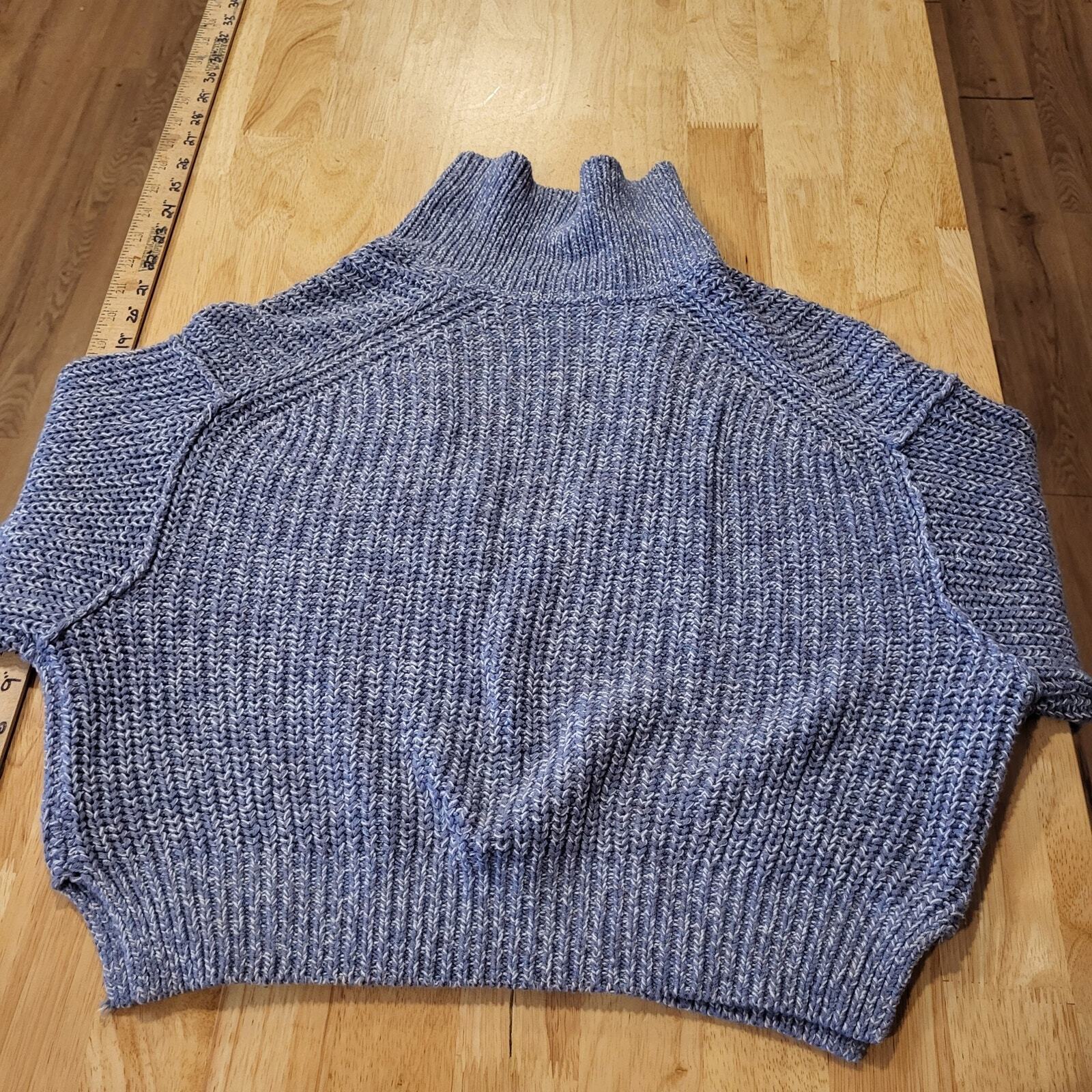 Free People Blue Collared Sweater Slouchy Super Cute Fit Soft XS