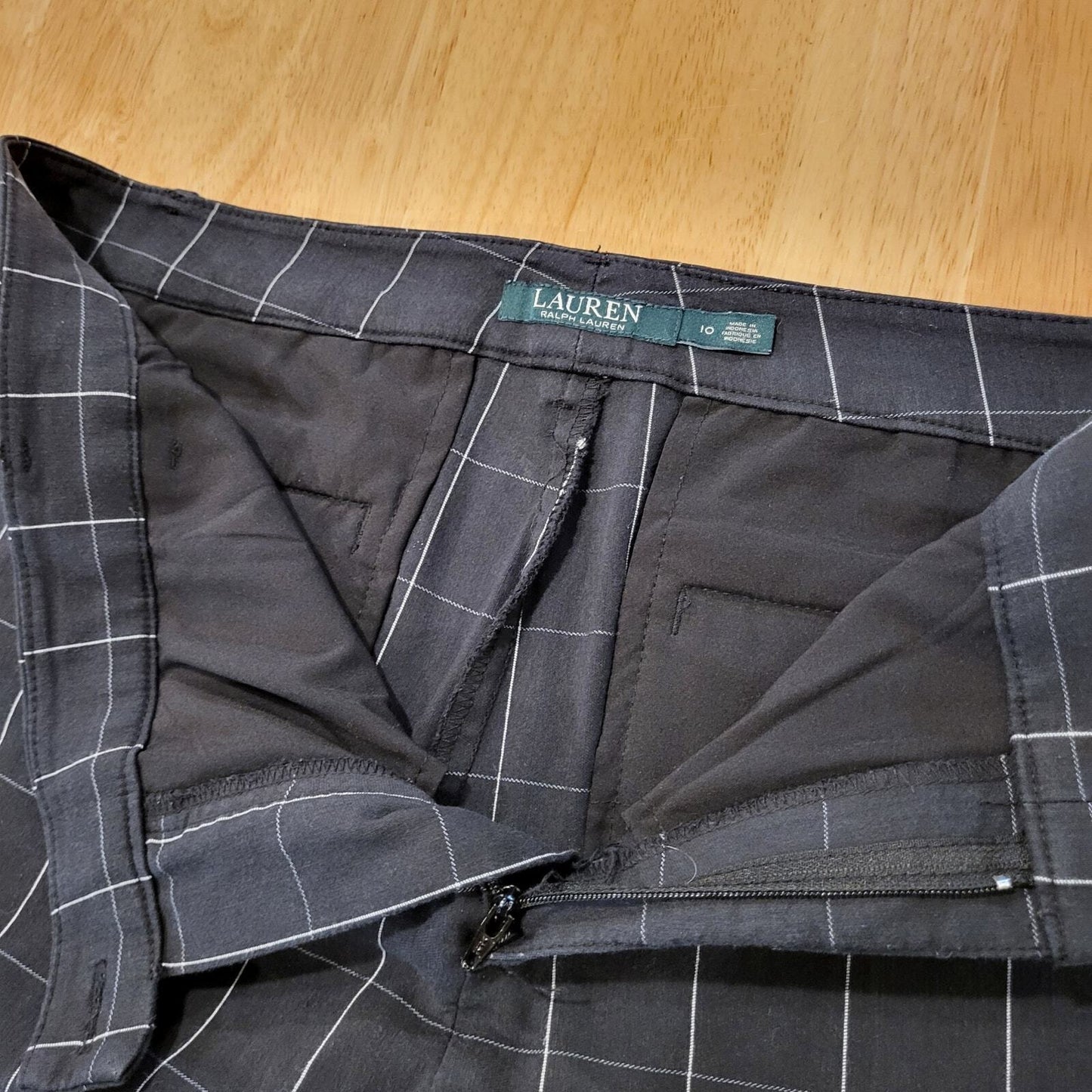 Lauren By Ralph Lauren Black Plaid Size 10 Shorts Pockets