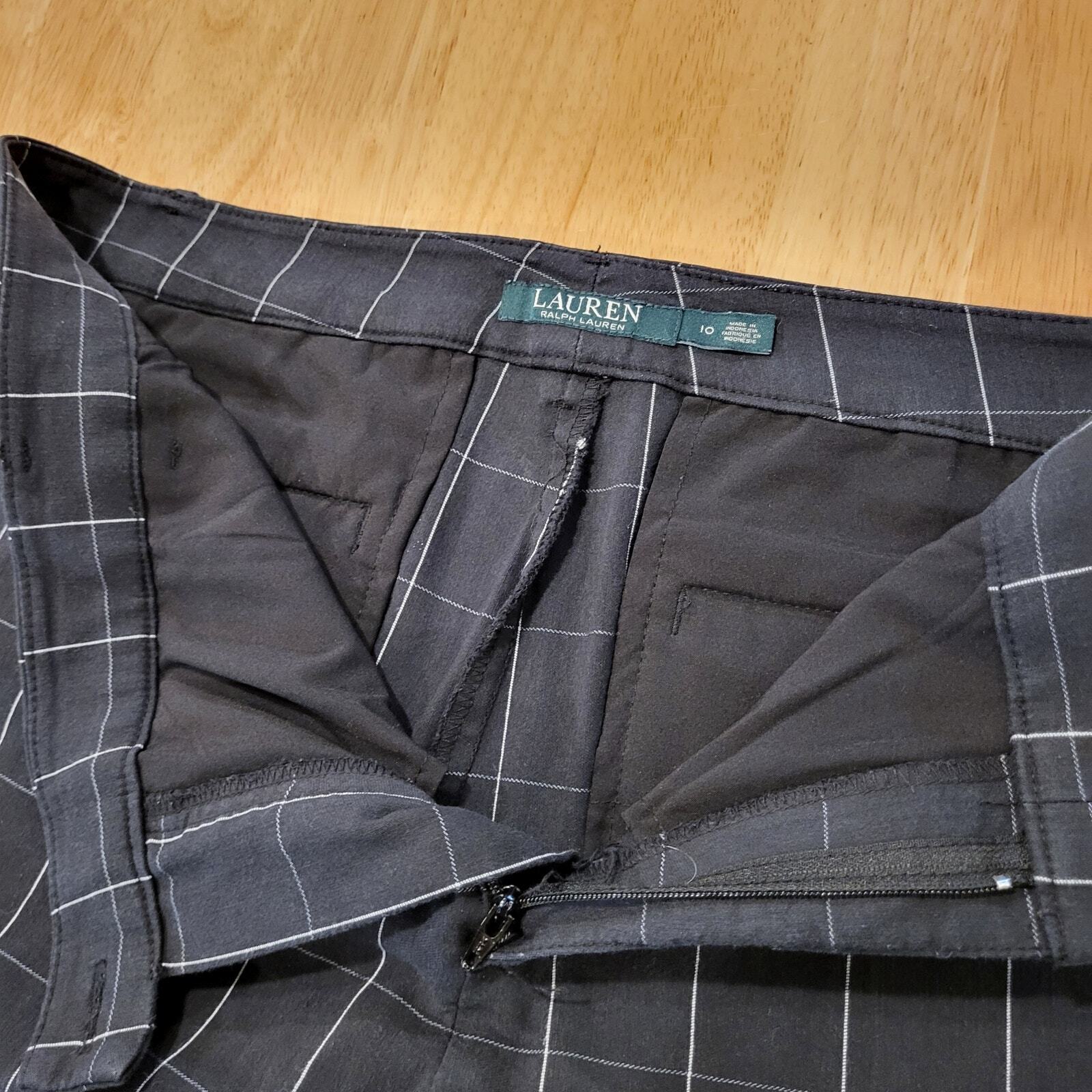 Lauren By Ralph Lauren Black Plaid Size 10 Shorts Pockets
