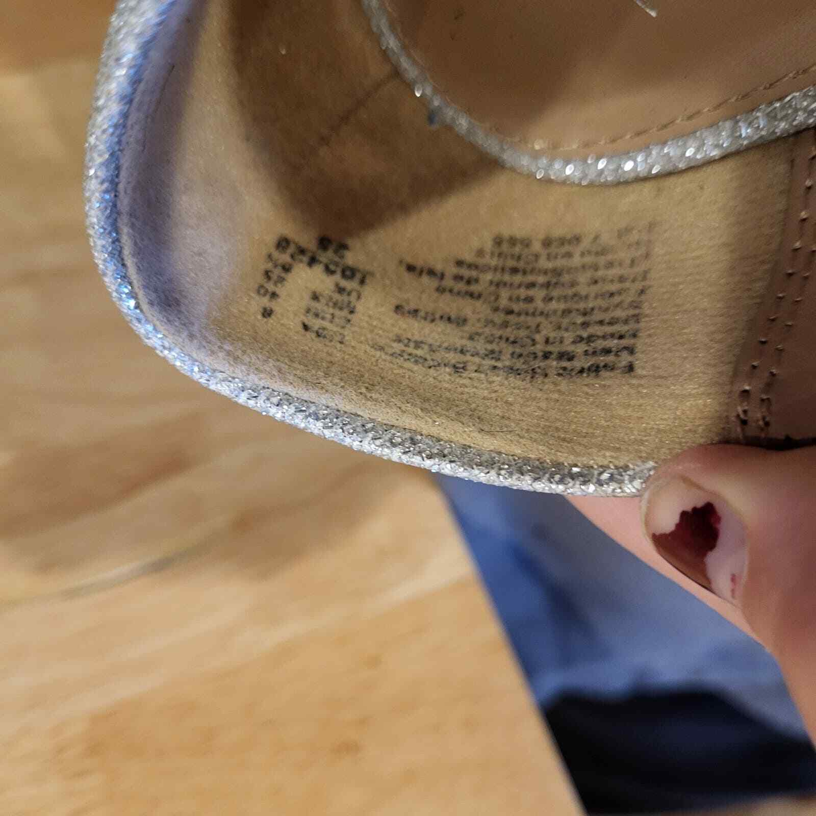 Silver metallic pointed toe open side flats 8