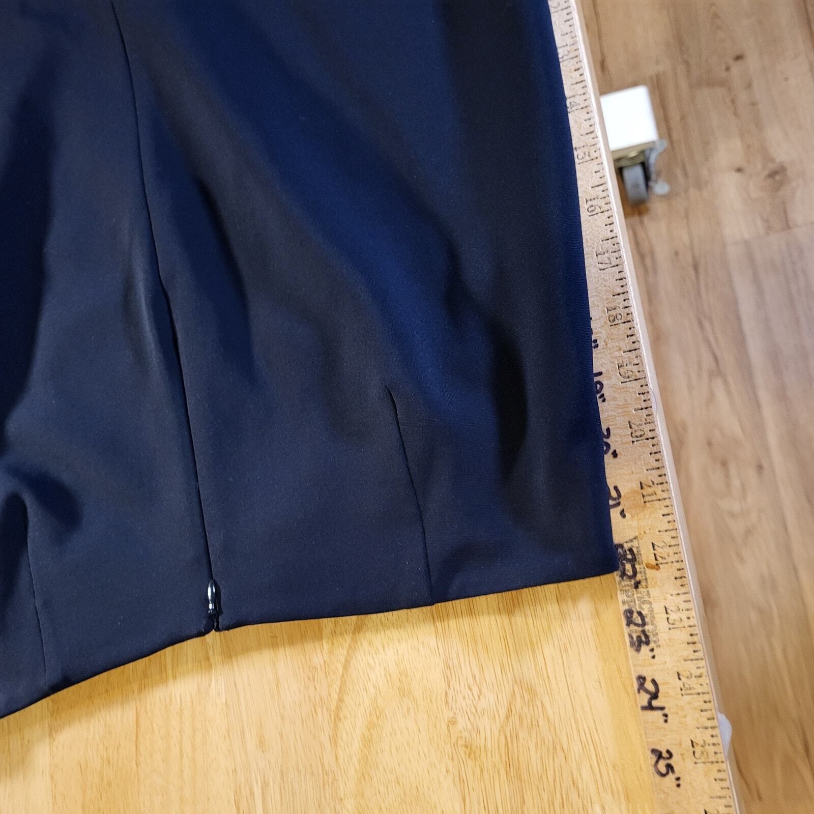 Doncaster Navy Blue Pencil Skirt Gold Circle Metal Detail 10 