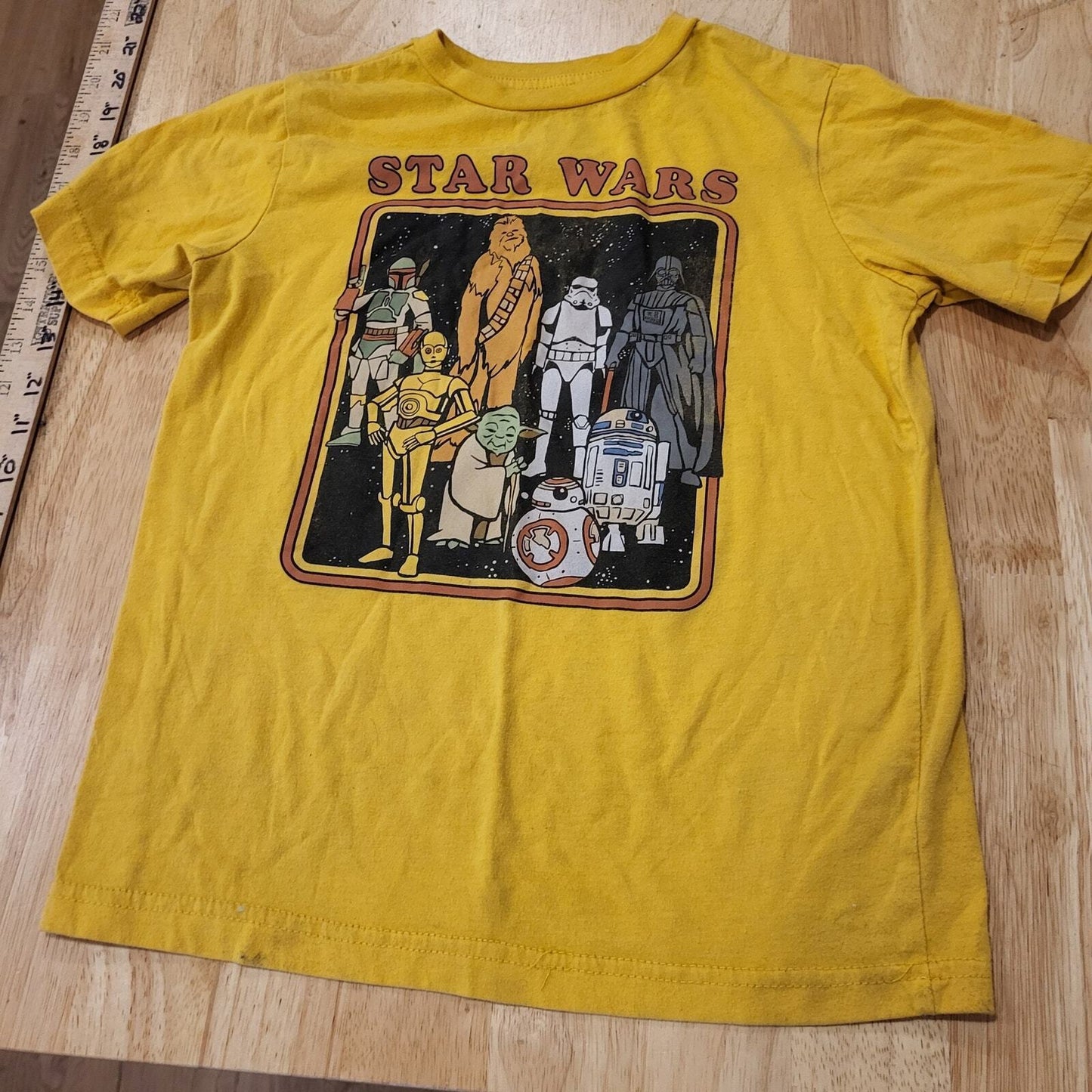 Star Wars Yellow Kids Medium Tshirt Cotton Blend Short Sleeve