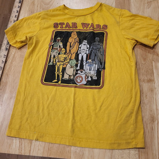 Star Wars Yellow Kids Medium Tshirt Cotton Blend Short Sleeve