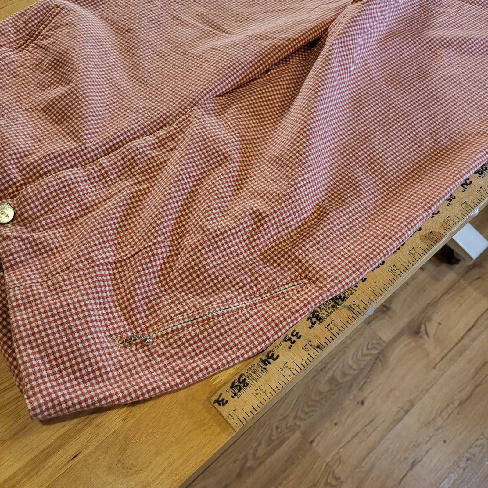 Vanilla Red Gingham Cotton Stretch Cigarette Pants 44 Zip Ankle Straight