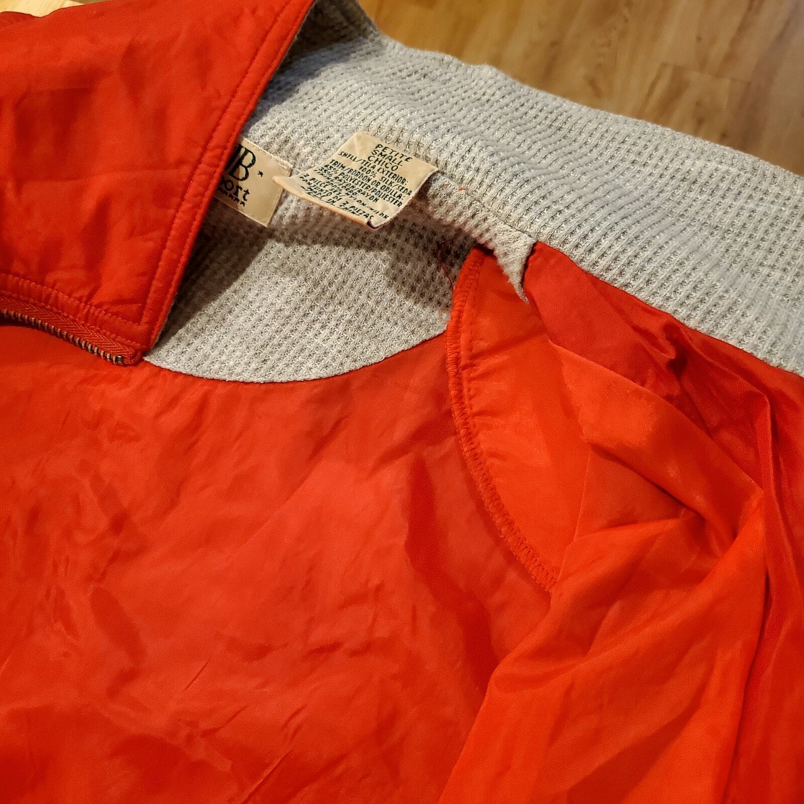 Silk Vintage St. Johns Bay Red Silk Bomber Jacket Contrast Cuff Button Pocket