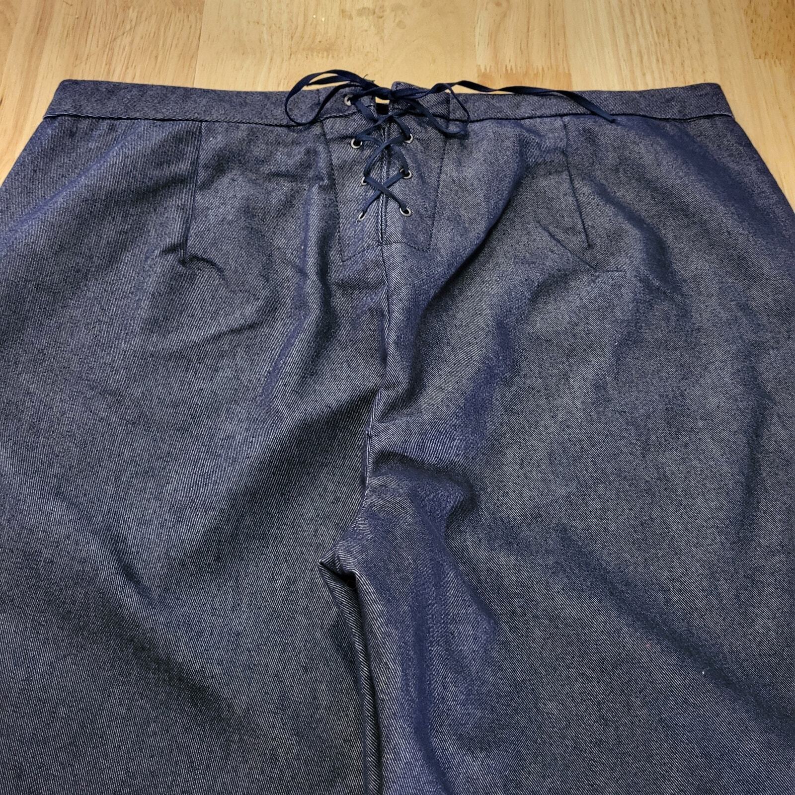 Express Stretch Blue Sailor Pants Wide Let Button Pocket 9/10 Denim 30" Waist