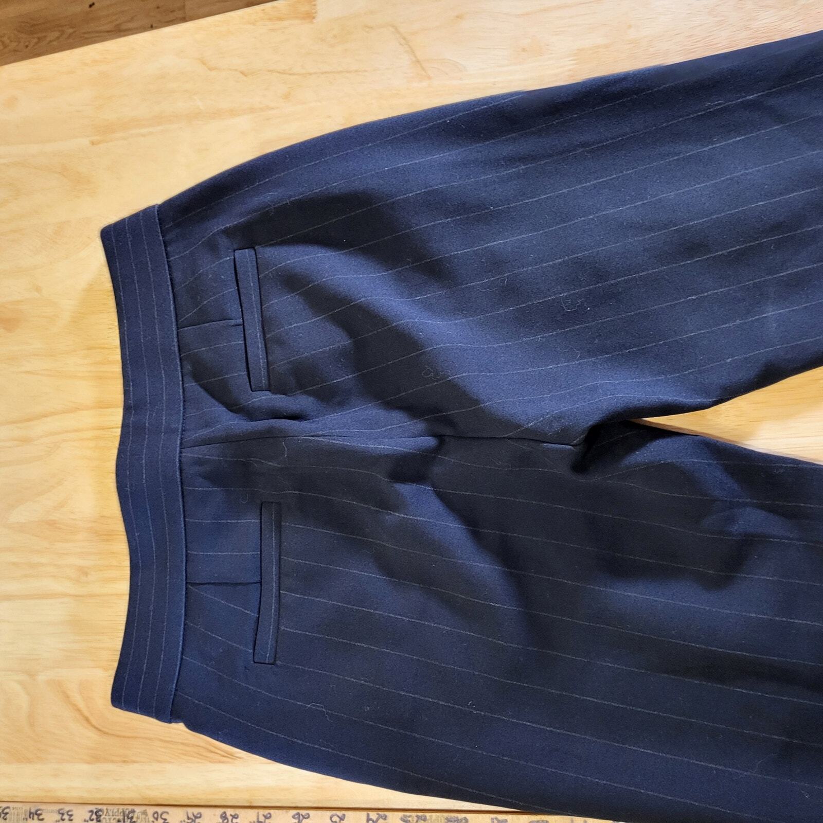 Joie Blue Pinstripe Straight Leg Flat Front 26" inseam 14" Rise size 4