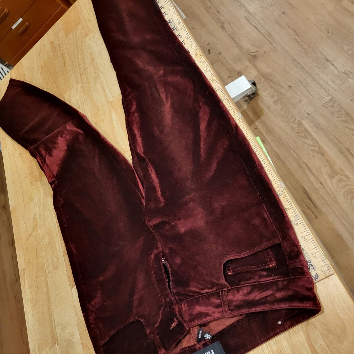 Paige Burgundy Velvet Skinny Jeans Verdugo Ankle Pants Size 29 Cotton Blend