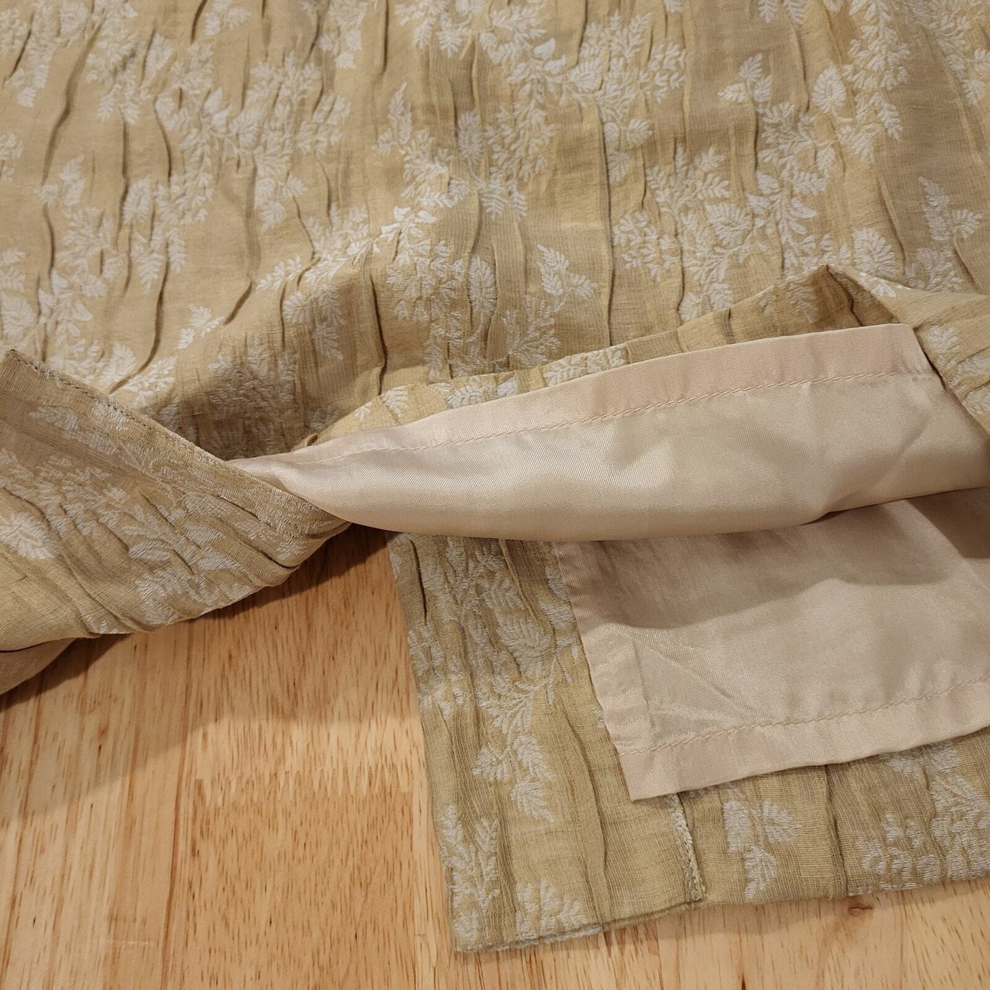 Doncaster Linen Blend  Botanical Detail Pencil Skirt Italian Back Slit 10 30" W