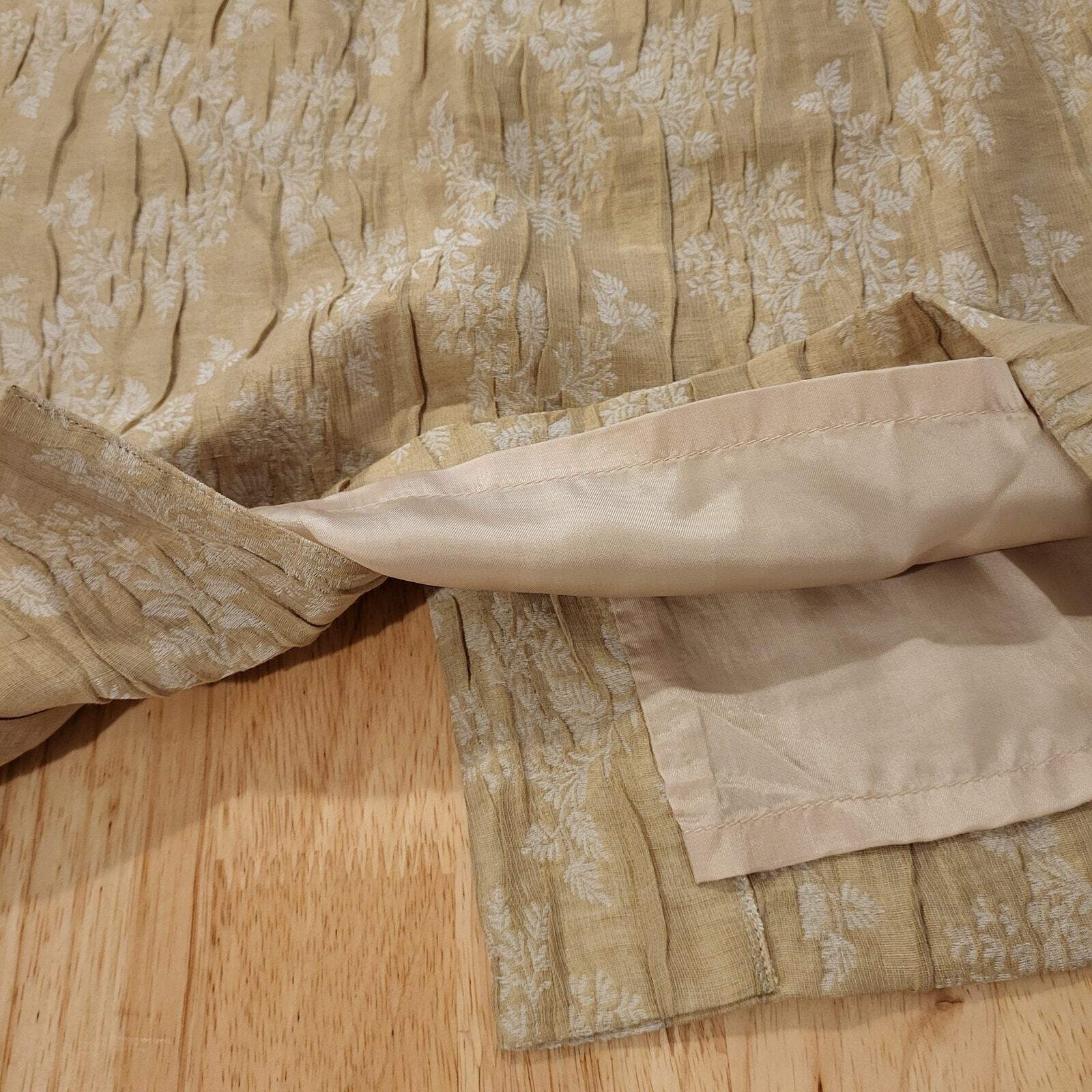 Doncaster Linen Blend  Botanical Detail Pencil Skirt Italian Back Slit 10 30" W