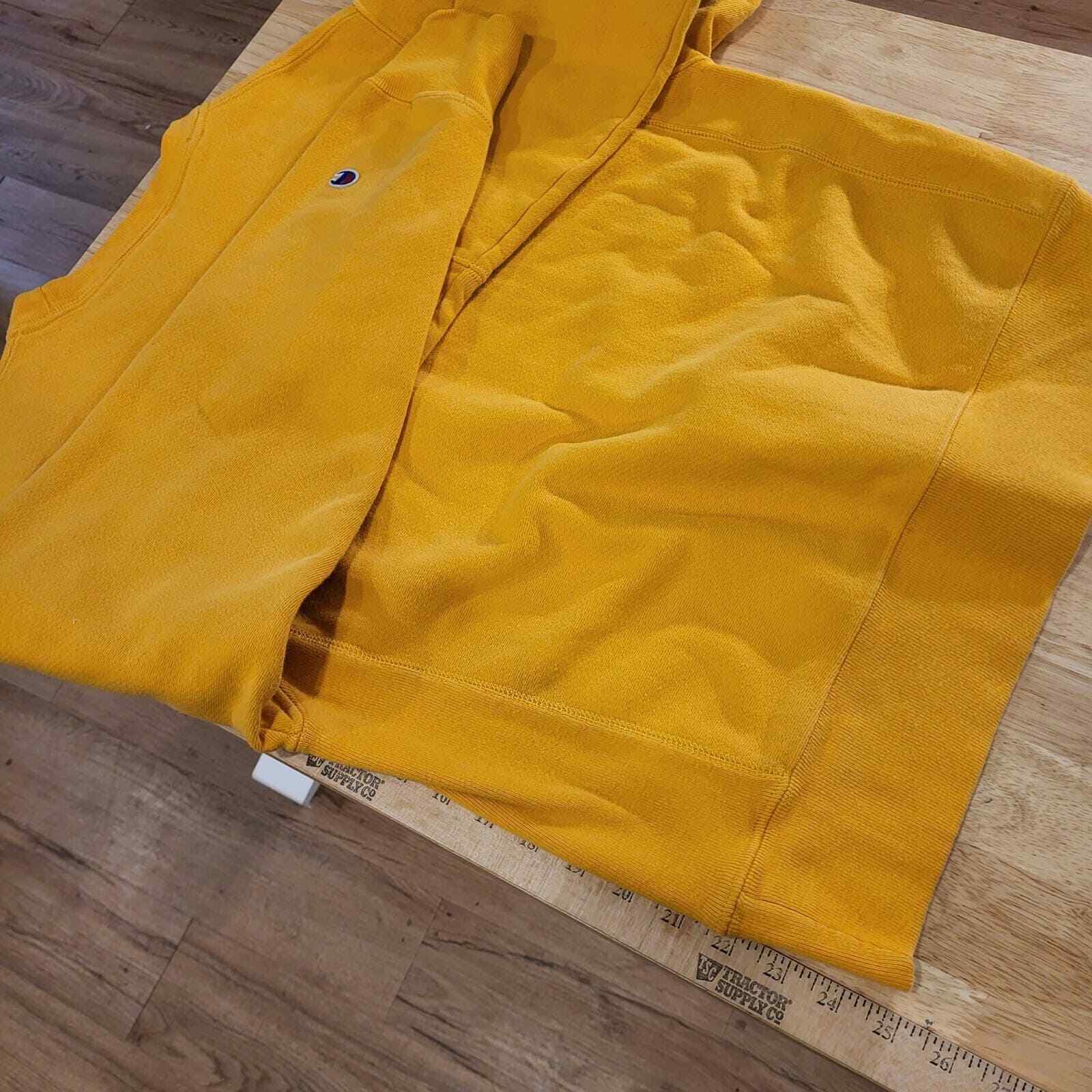 Yellow Champion Long Sleeve Sweatshirt 21" Pit to Pit Size Sm. Logo Applique 