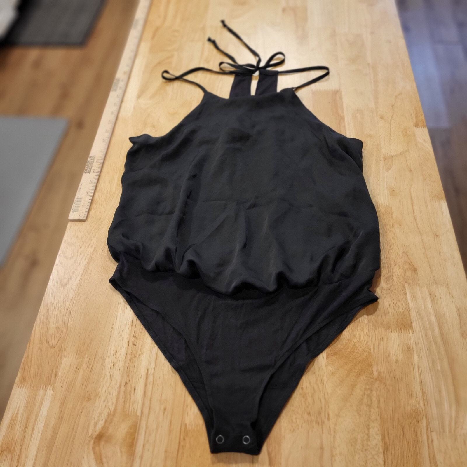 Abercrombie & Fitch Spaghetti Strap Black billowy body suit Medium keyhole 