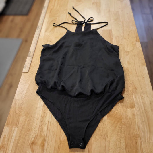 Abercrombie & Fitch Spaghetti Strap Black billowy body suit Medium keyhole 