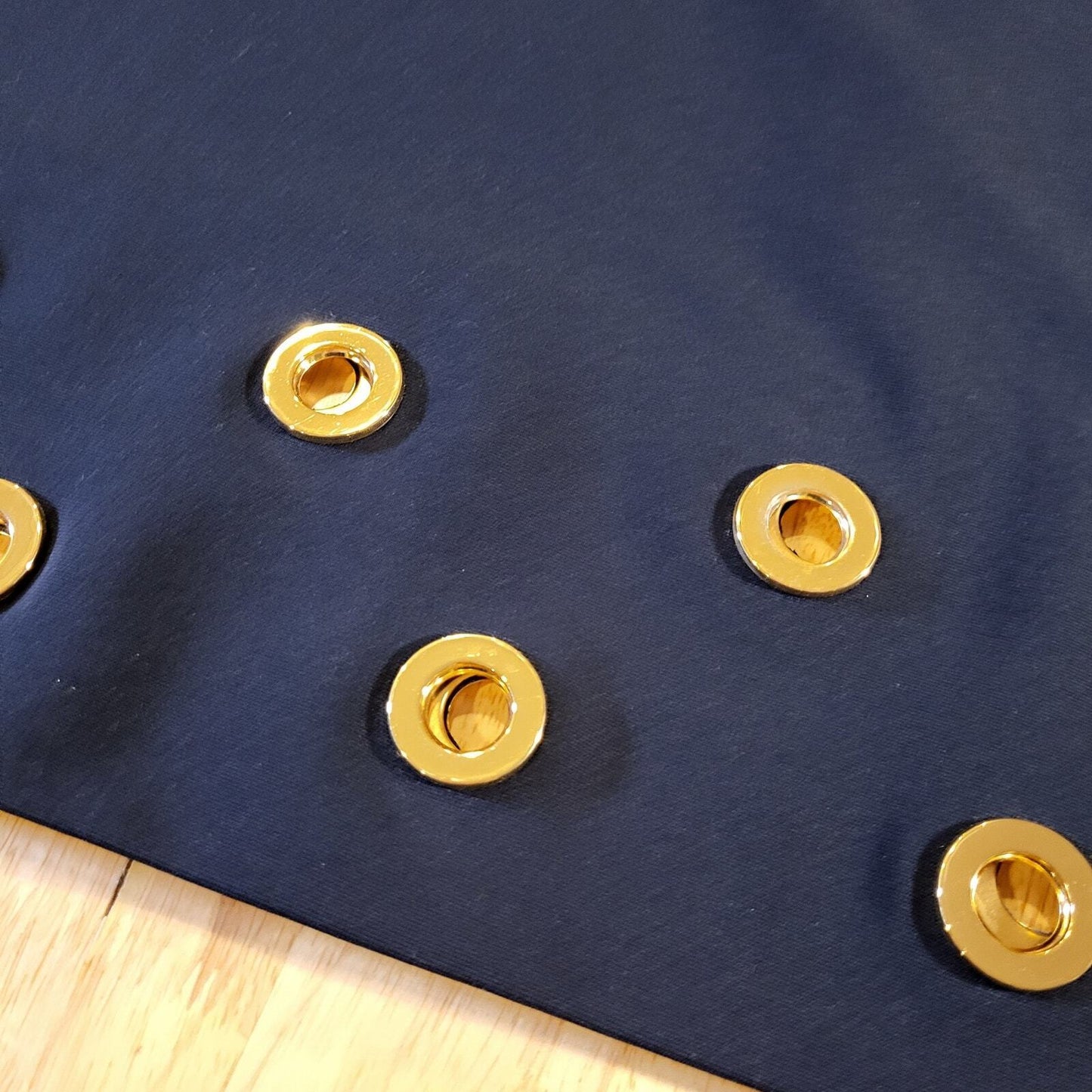 Doncaster Navy Blue Pencil Skirt Gold Circle Metal Detail 10 