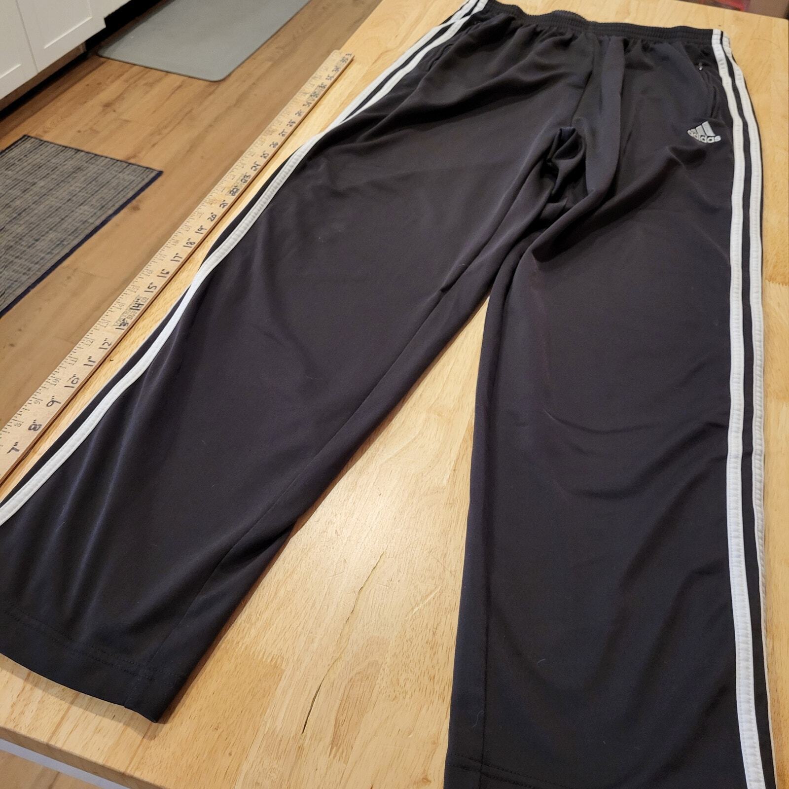 Adidas Extra Large Black Break Away Track Pants Elastic Waist Snap Stripe white