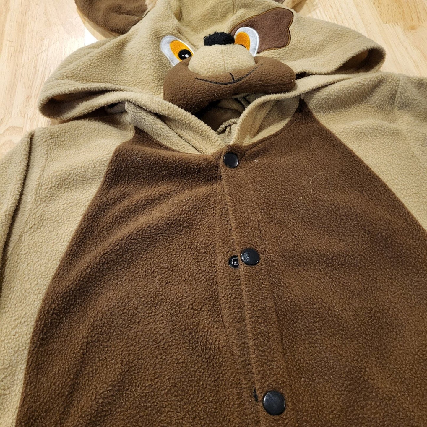 Fleece Dog One Piece Costume 19" Pit2pit Snap Pocket Tail 36" Shoulder to Hem 