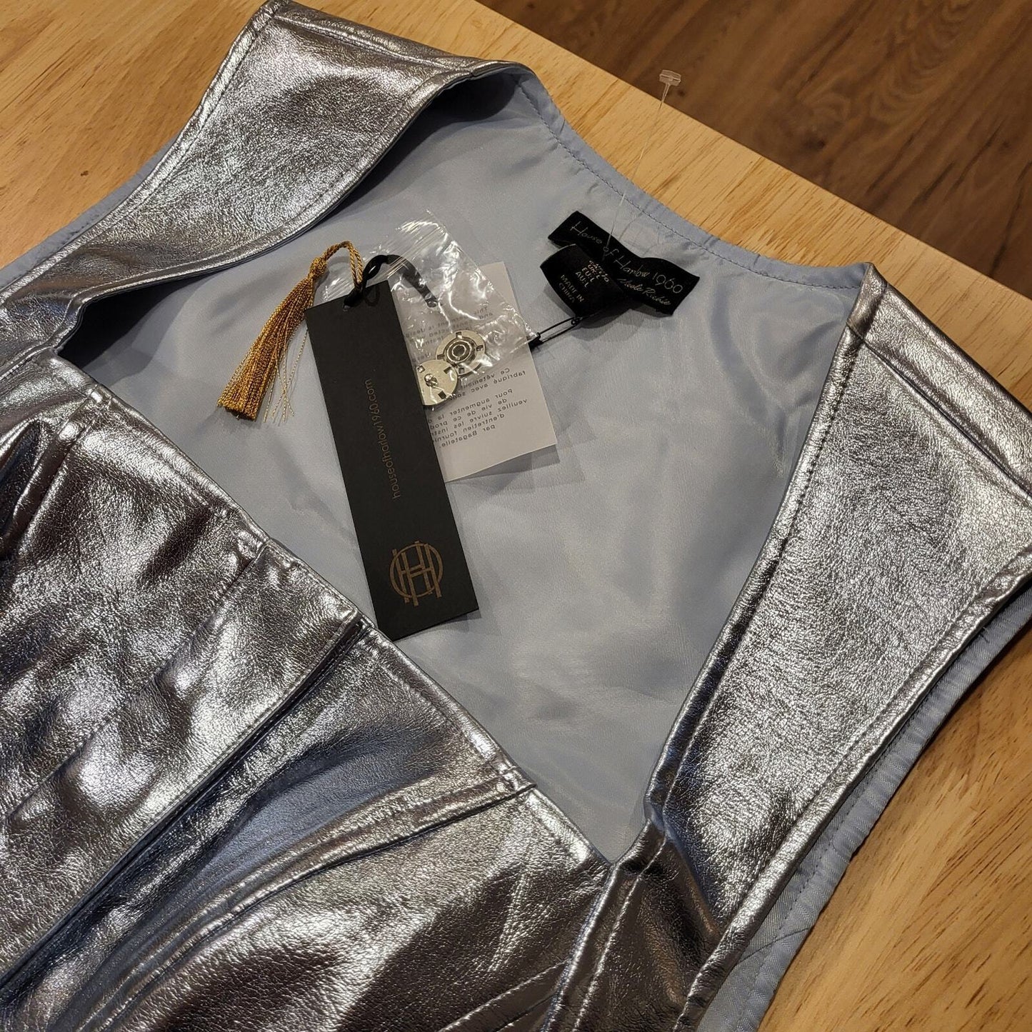Nwt House of Harlow metallic pleather skirt & top set Large 32" Waist 19" p2p