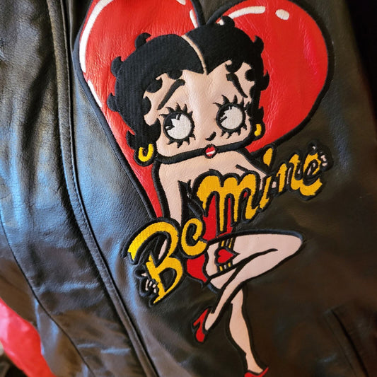 Betty Boop American Toons Vintage Leather 90's Bomber Jacket XL