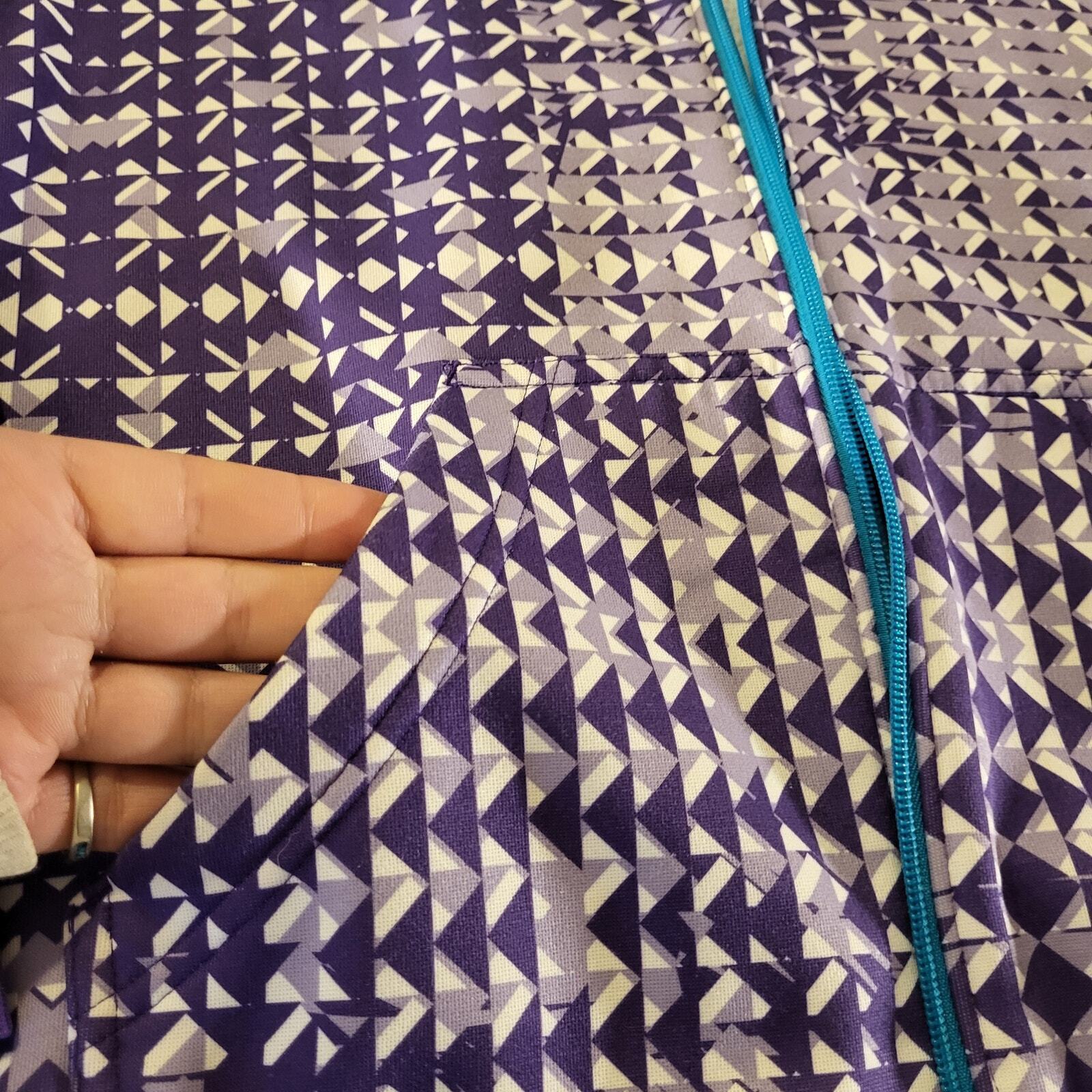 Under Armour Semi-fitted Purple Geometric Print Full Zip Hoodie Small 