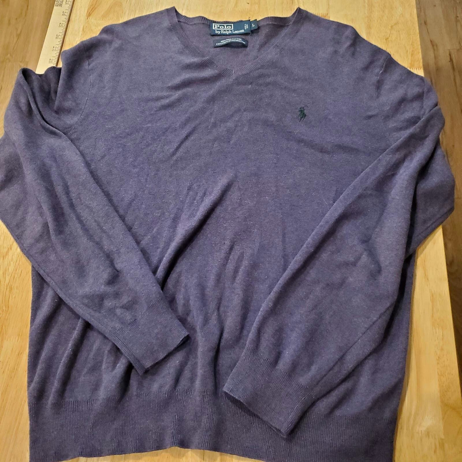 Polo By Ralph Lauren Purple 100% Cotton Light Weight Sweater Large Tight knit 