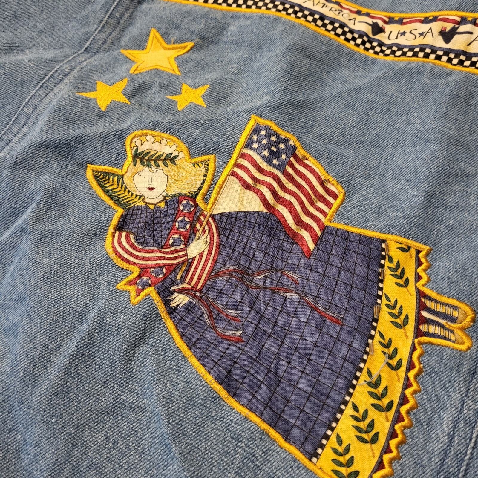 The Quacker Factory America Embroidered Jean Jacket Small