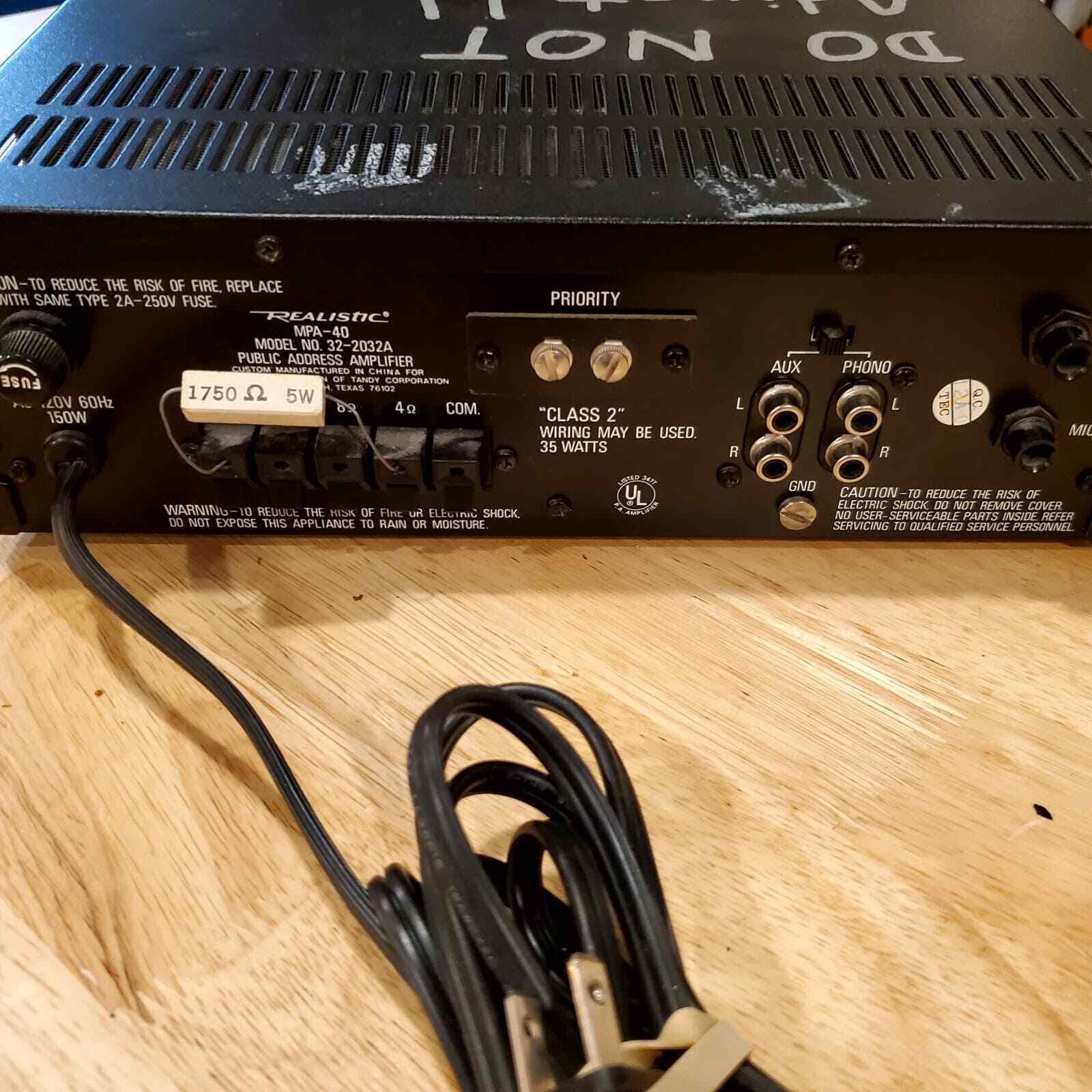 Realistic Mpa 40 35 watt PA Amplifier 