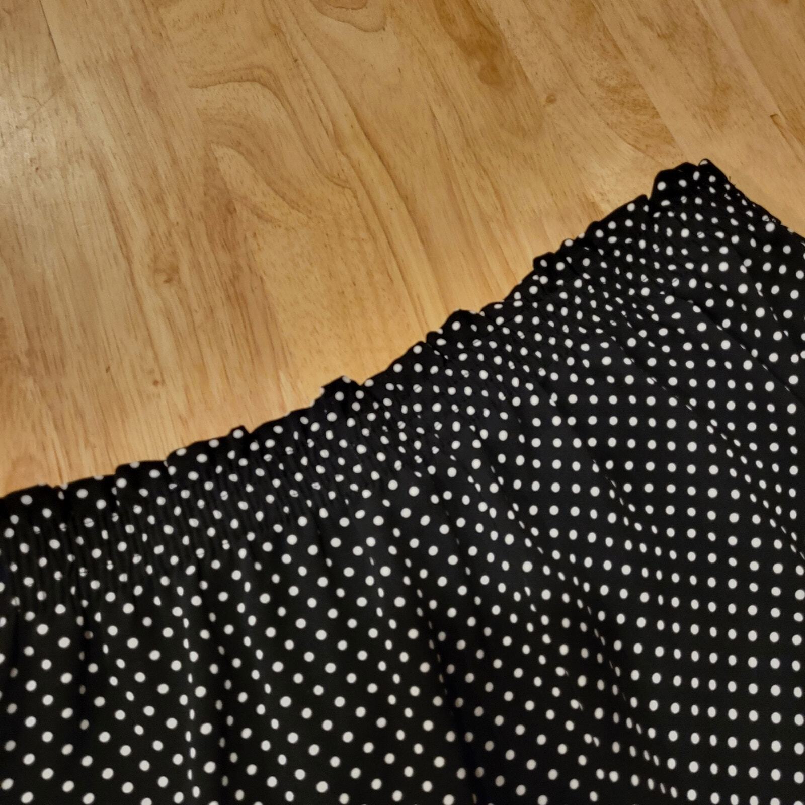 Adriene Vittadini Black & White Polkadot Elastic Waist Wide Leg Palazzo pants