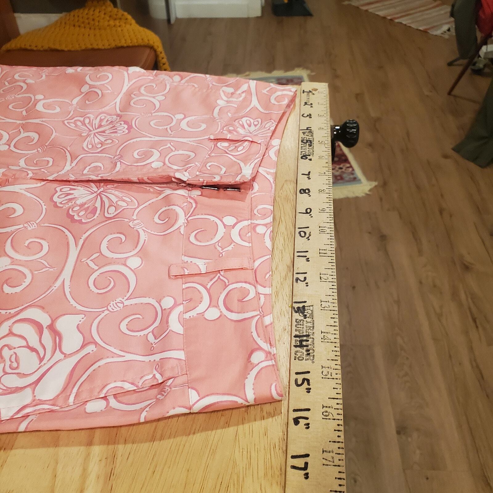 Lilly Pulitzer Pink & White Rose & Butterfly Print Ankle Pants Size 4