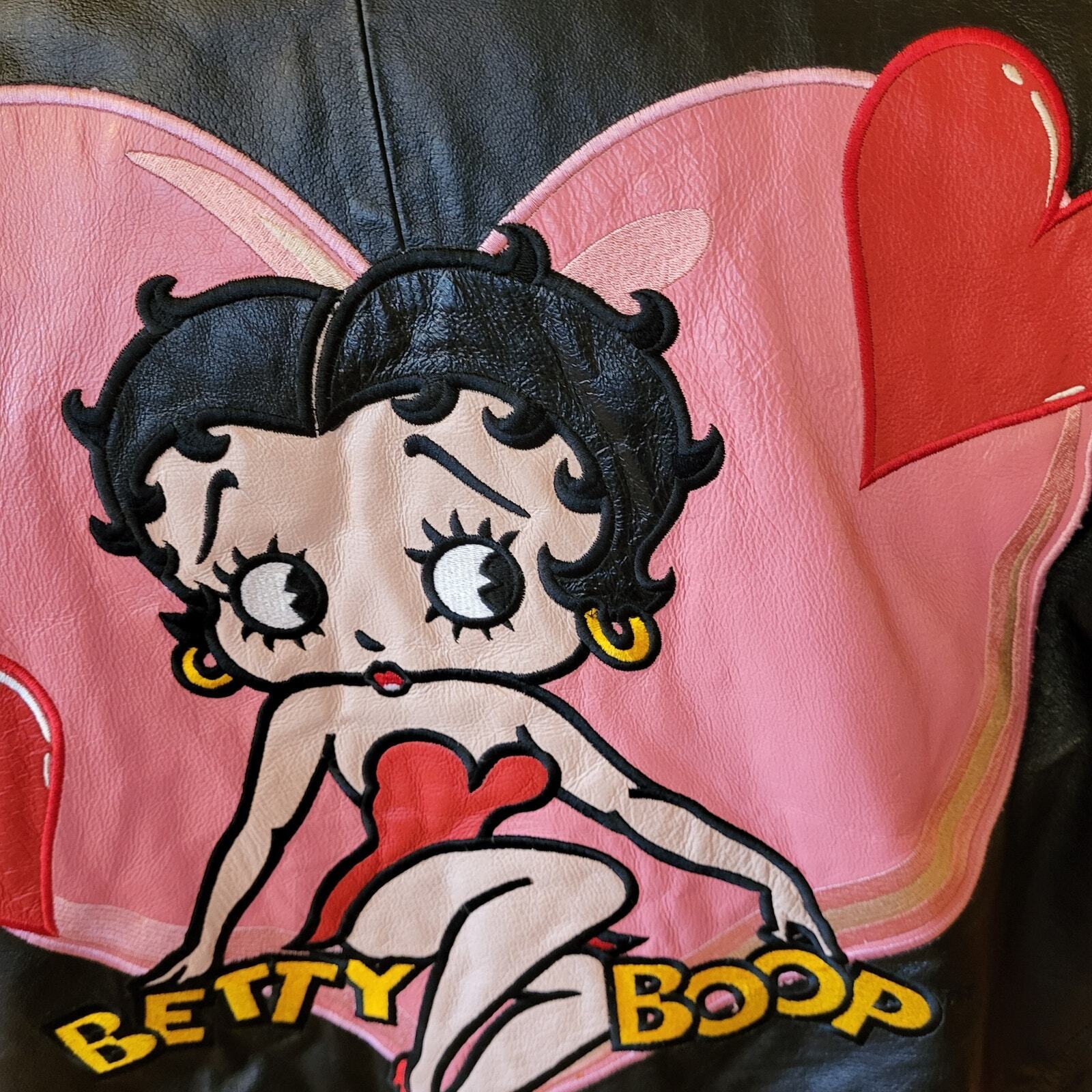 Betty Boop American Toons Vintage Leather 90's Bomber Jacket XL