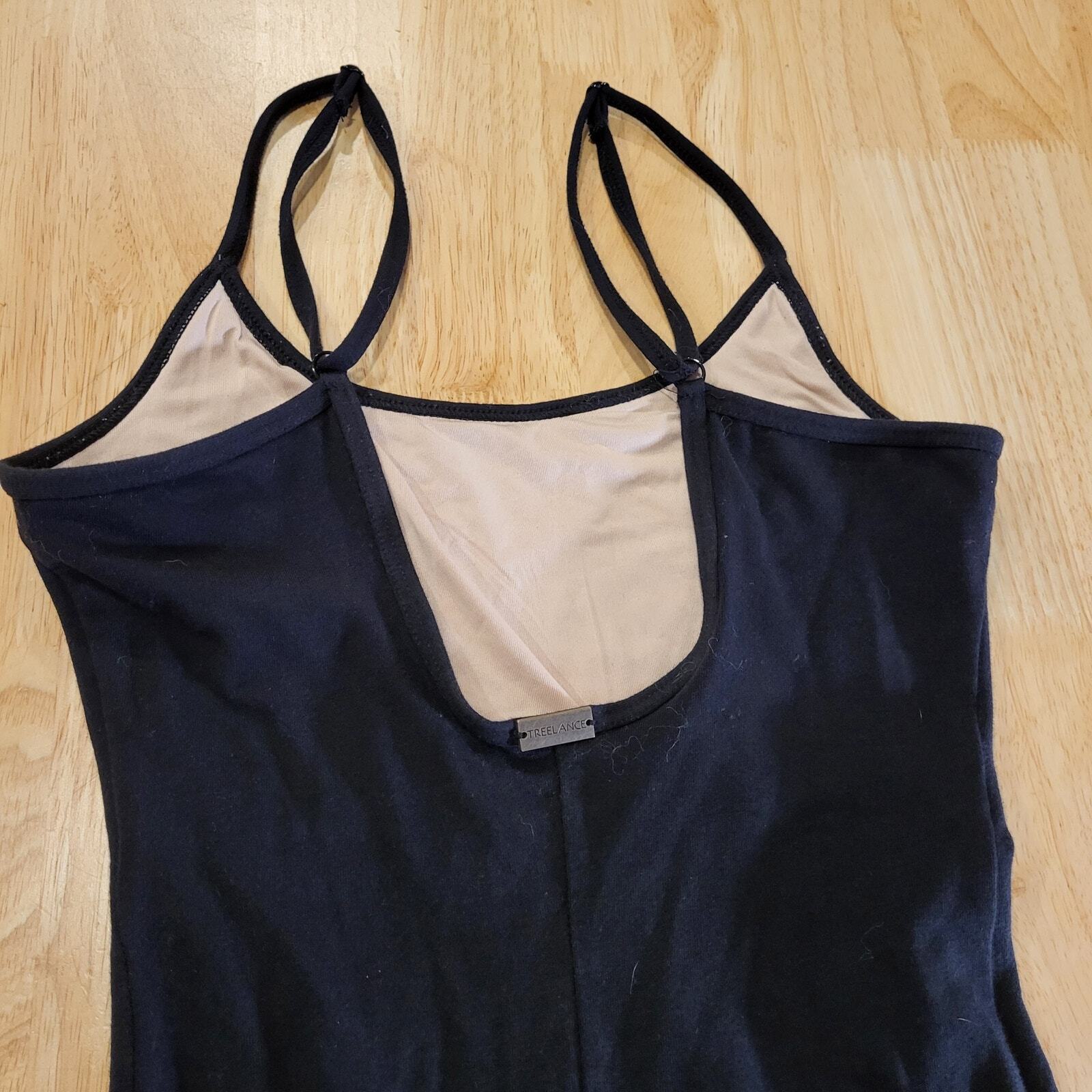 Treelance Black Spaghetti Strap Full Body Black Leotard Organic Cotton Spandex 