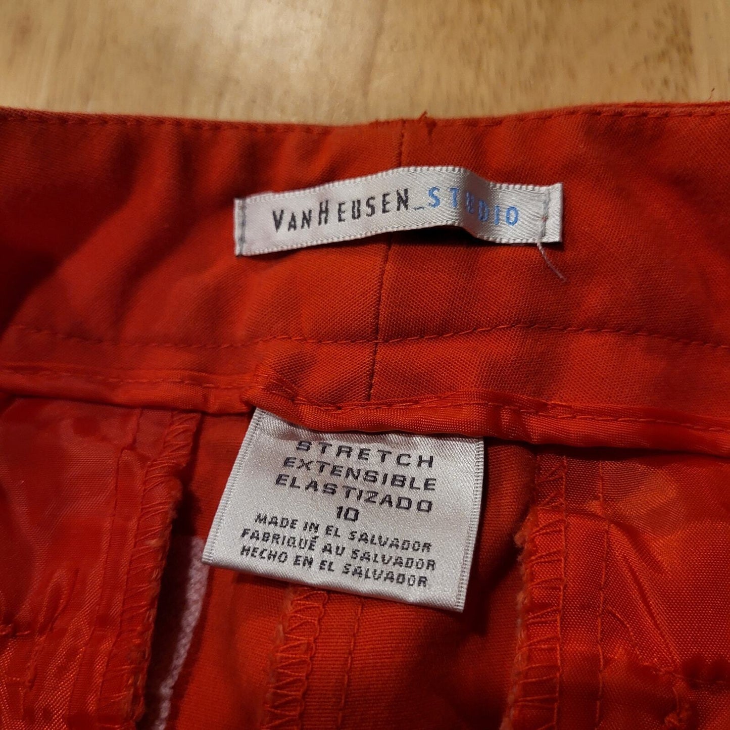 Van Heusen Studio Stretch Cotton Blend Red Trousers 25" Inseam Straight Leg