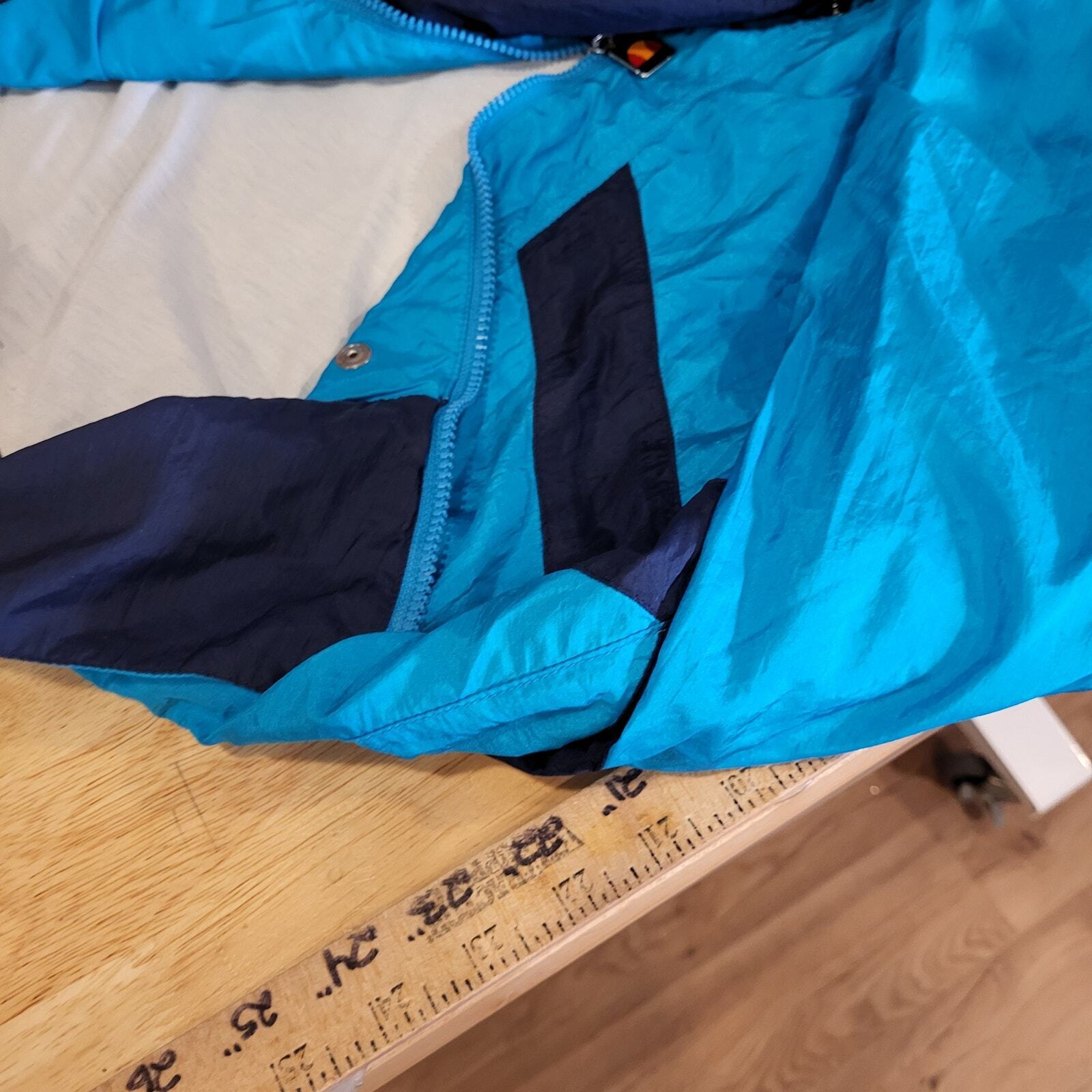 Vintage Ellesse Blue Wind Breaker Full Zip Cotton Lined (elastic wear from age) 