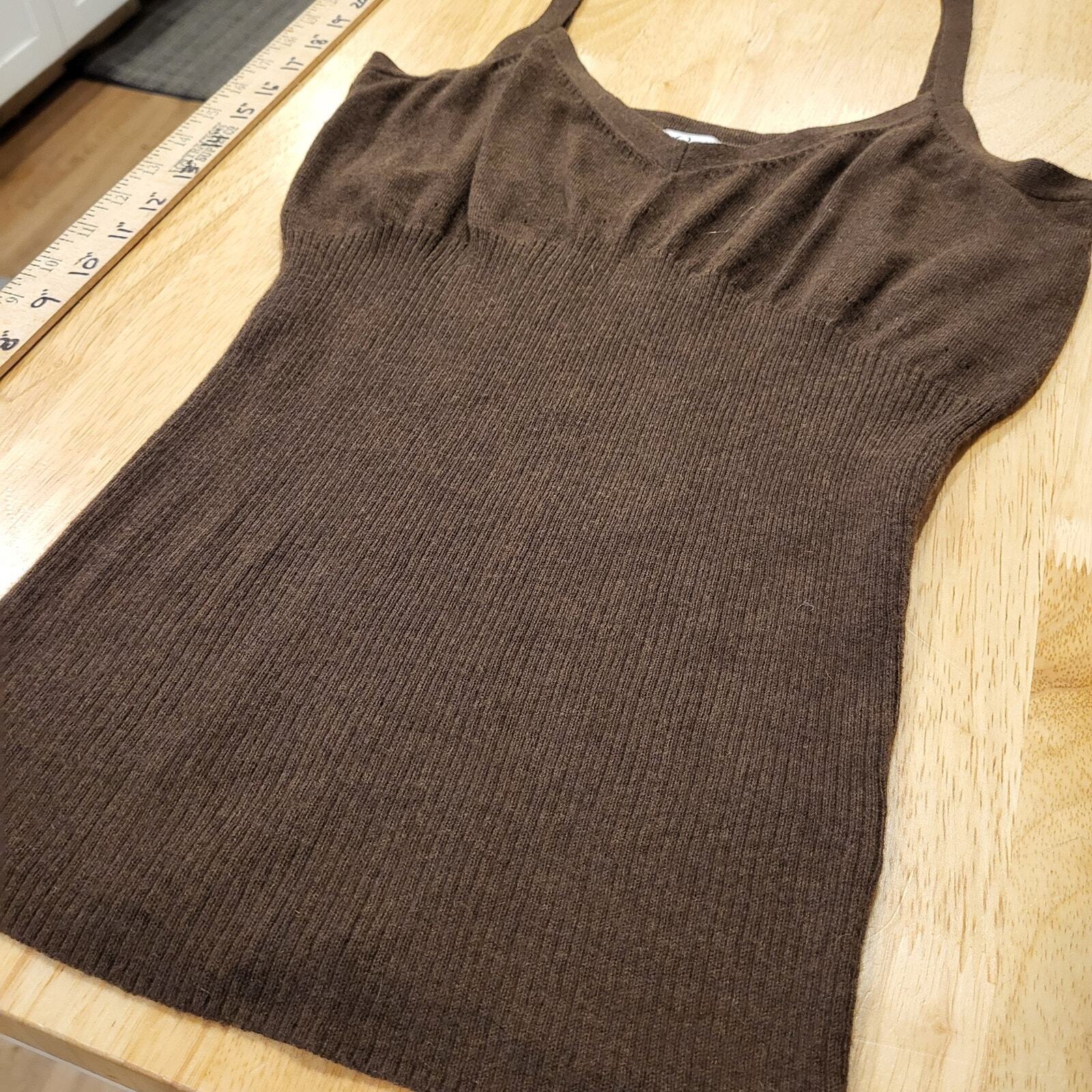Lilly Pulitzer Brown knit sweater tank x-small 70% Cotton 20% Cashmere 10 Silk