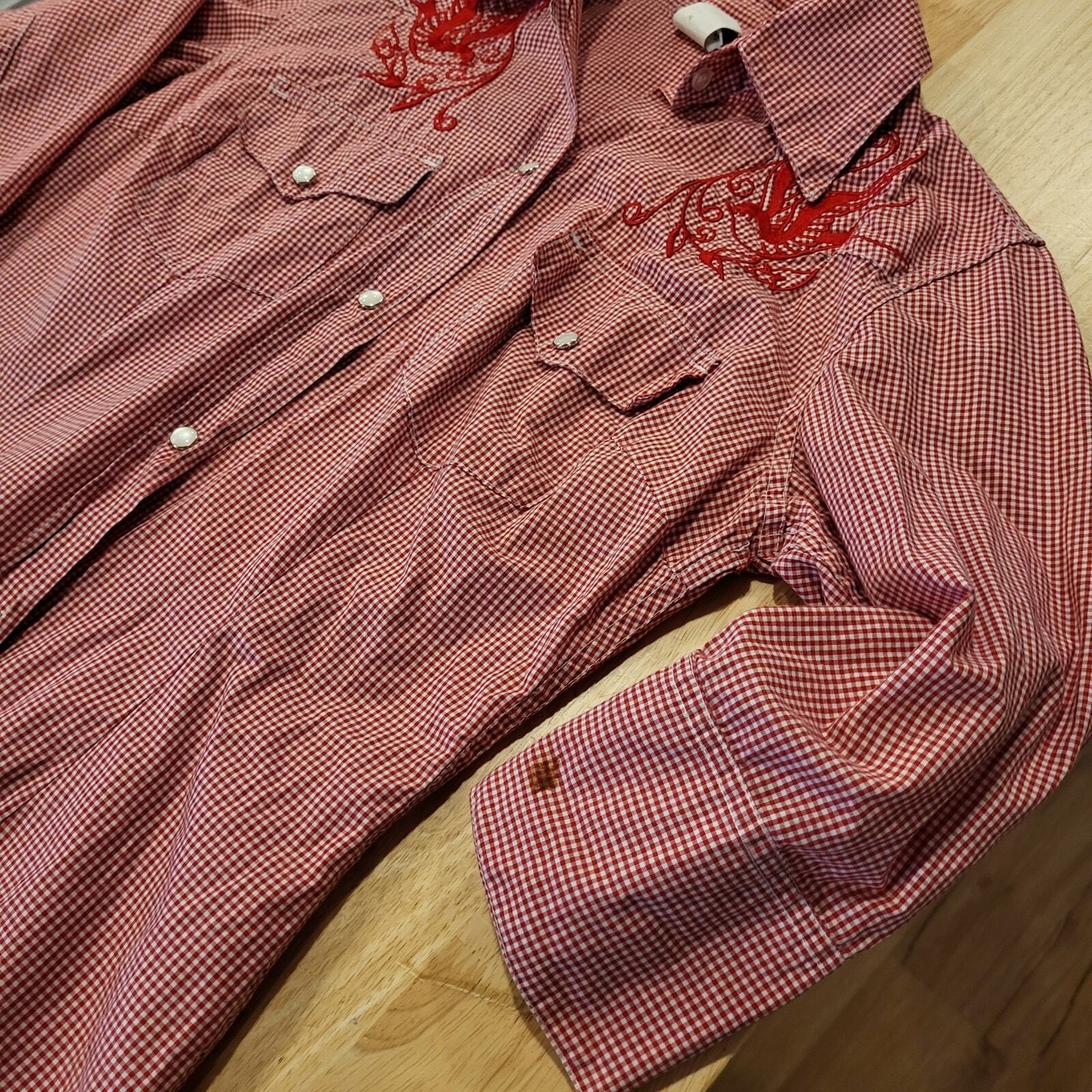 Vintage Sailor Jerry Red Gingham Pearl Snap Shirt Dress 18" P2P 32" Waist