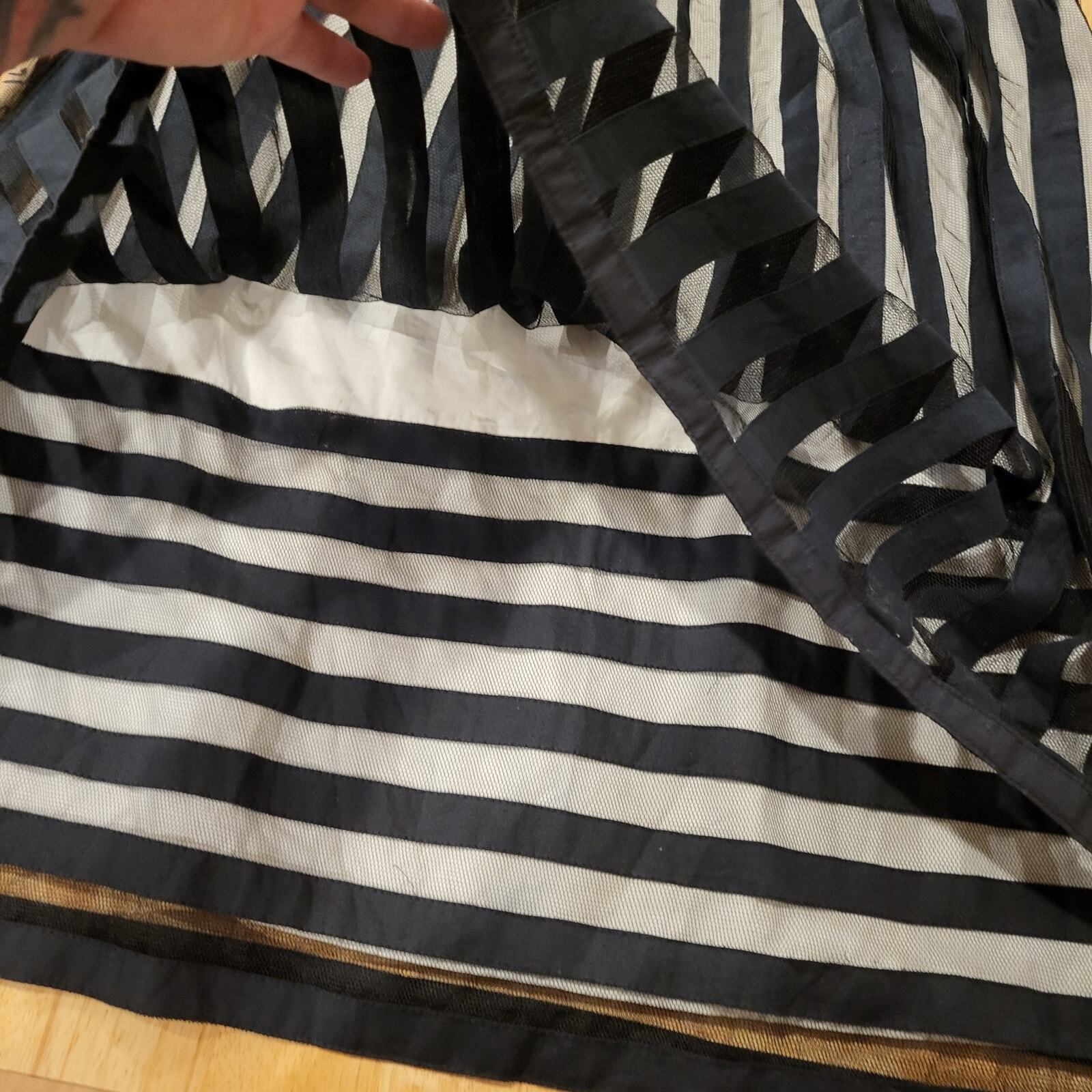CYNTHIA STEFFE Black Tulle Striped Strapless Dress Size 12 30" Waist 34" Bust