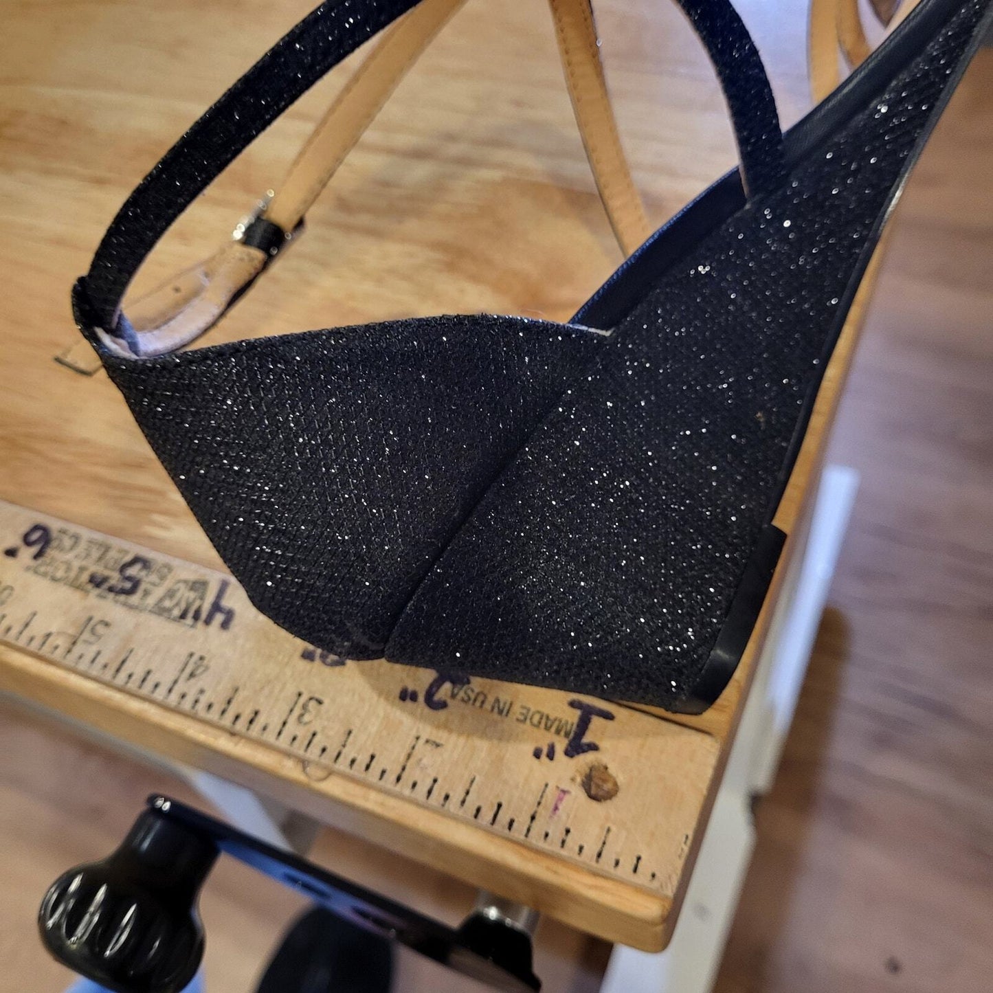 Badgley Mischka Black Rhinestone Strappy Wedge Worn Once Designer size 10